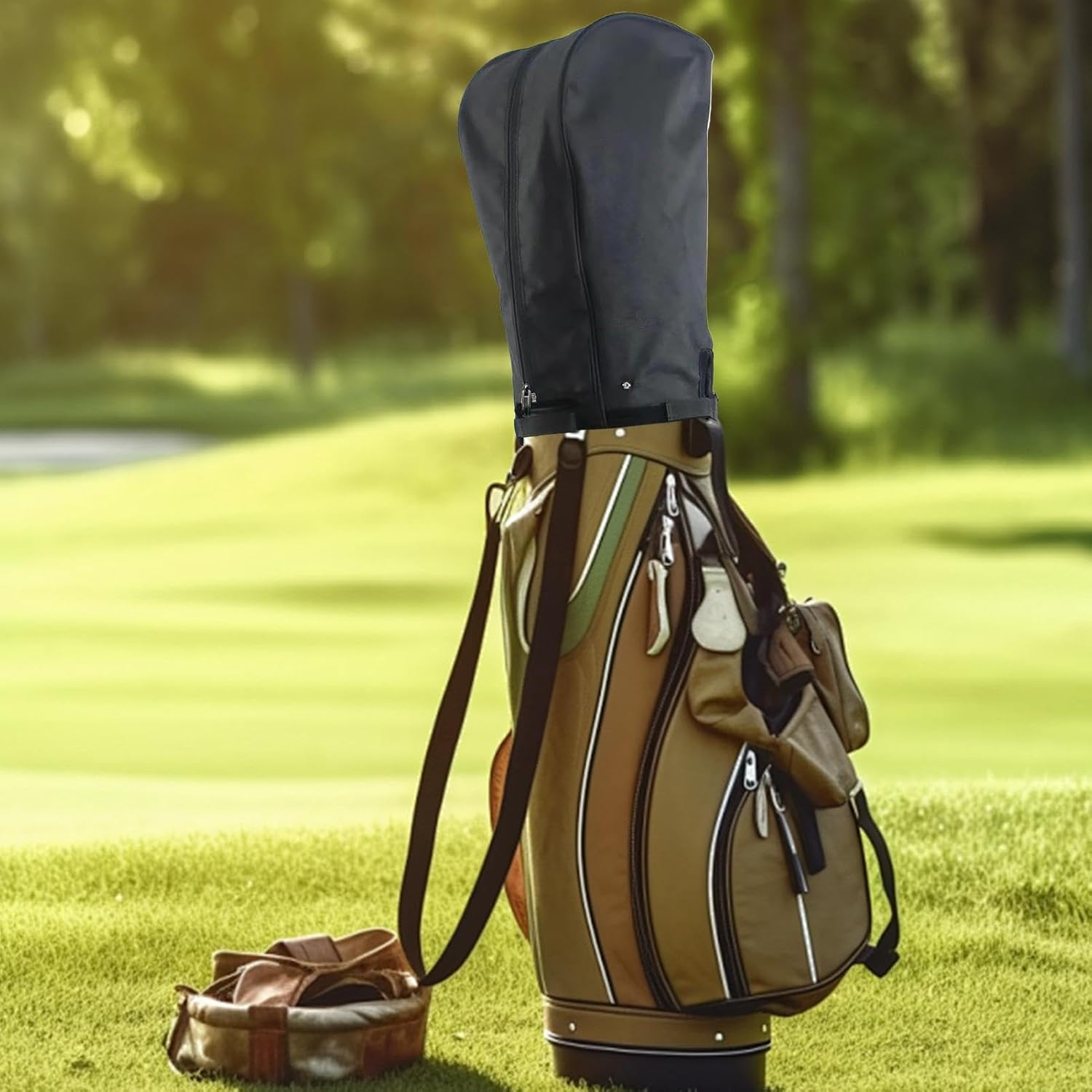Qkbuza Golf Bag Cover - Rain Hood Dustproof Golf Bag Rain Cover - Portable Club Protector Golf Bag Cover with Snap Button for Golfer image number 1