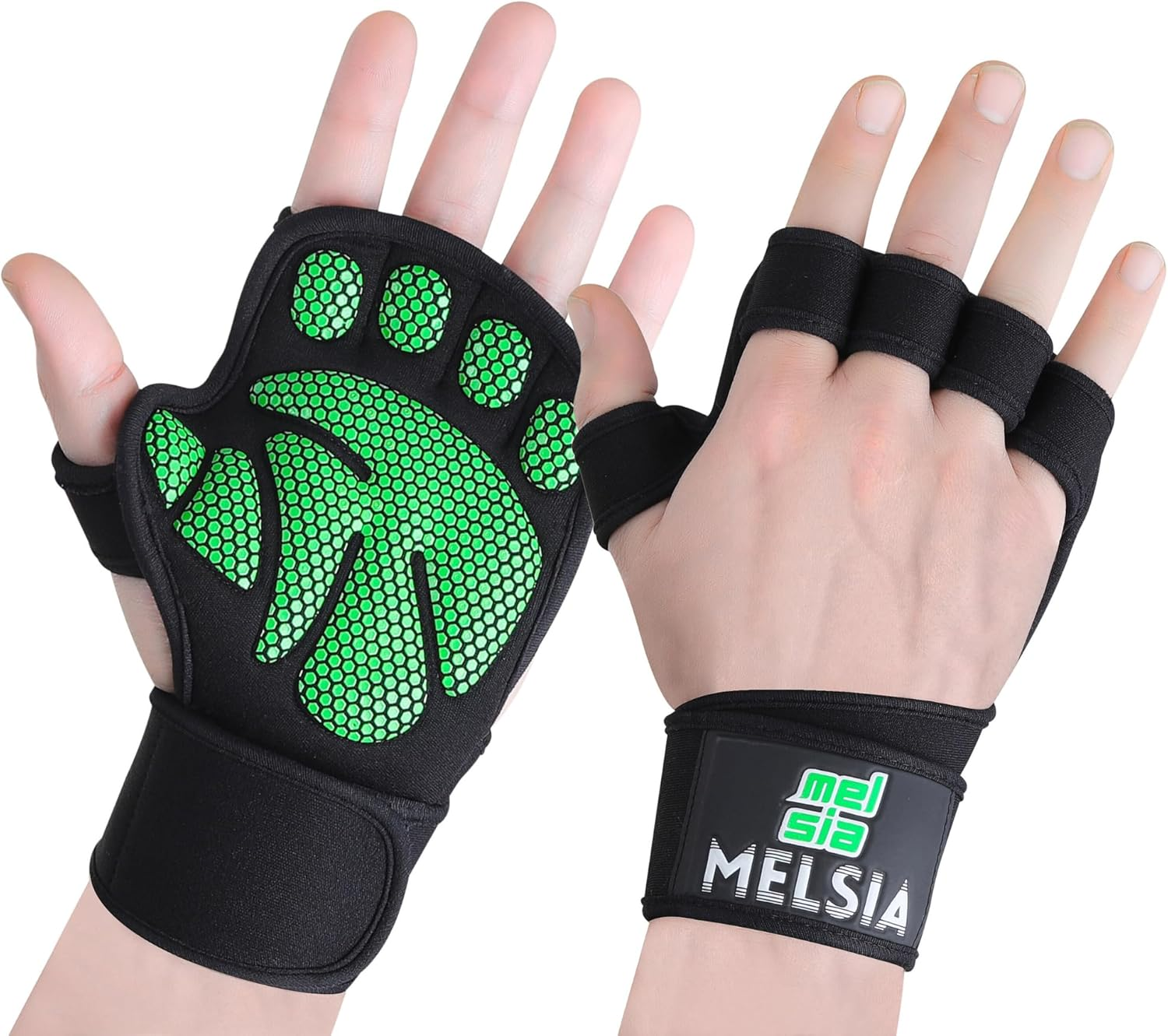 MELSIA Gym Gloves for Men and Women - Weightlifting Workout Gloves with Buit-In Wrist Wrap Support for Pull-Ups, Powerlifting Training - Ergonomic Palm Padding & Super-Strong Silicone Grip image number 1