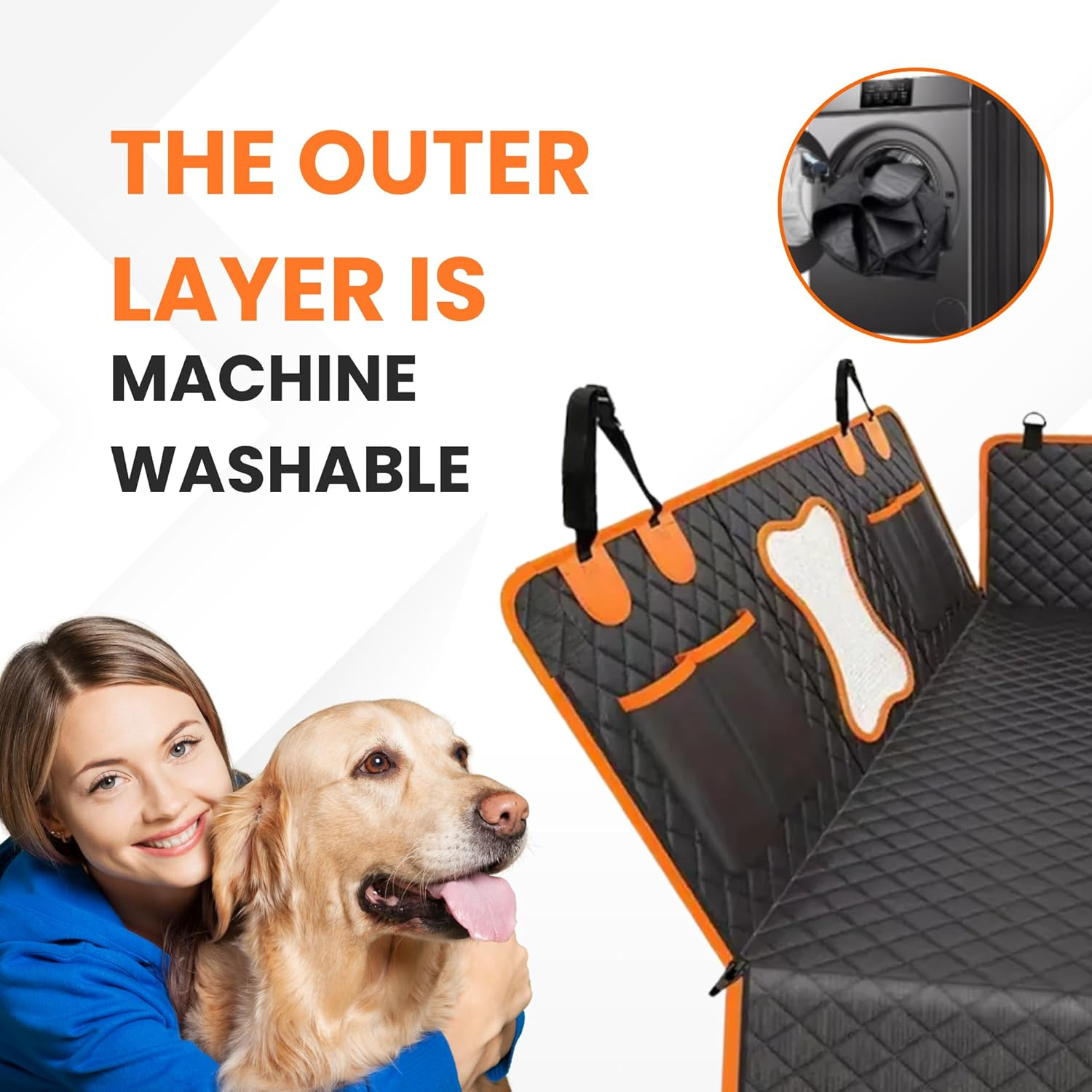 Back Seat Extender for Dogs, Hard Bottom Dog Hammock for Car with Mesh Vision Window | Waterproof, Dog Car Seat Cover Includes Carry Bag - Foldable & Easy to Store Compatible with Cars SUV & Trucks image number 5