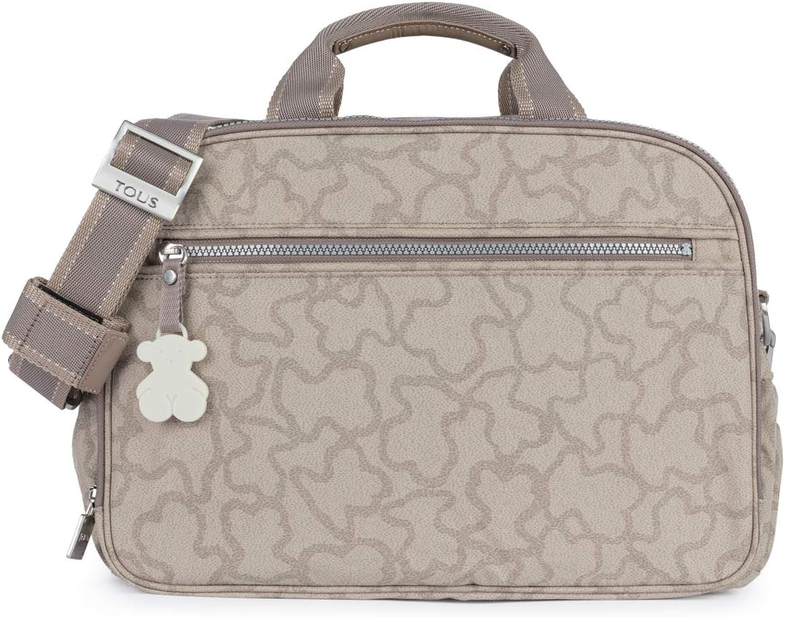 TOUS Vinyl Combined with Calfskin Leather Stoned Color Baby Bag for Women, 40X20X25 Cm, Kaos New Colores Collection, Stone, Talla &Uacute;nica image number 4