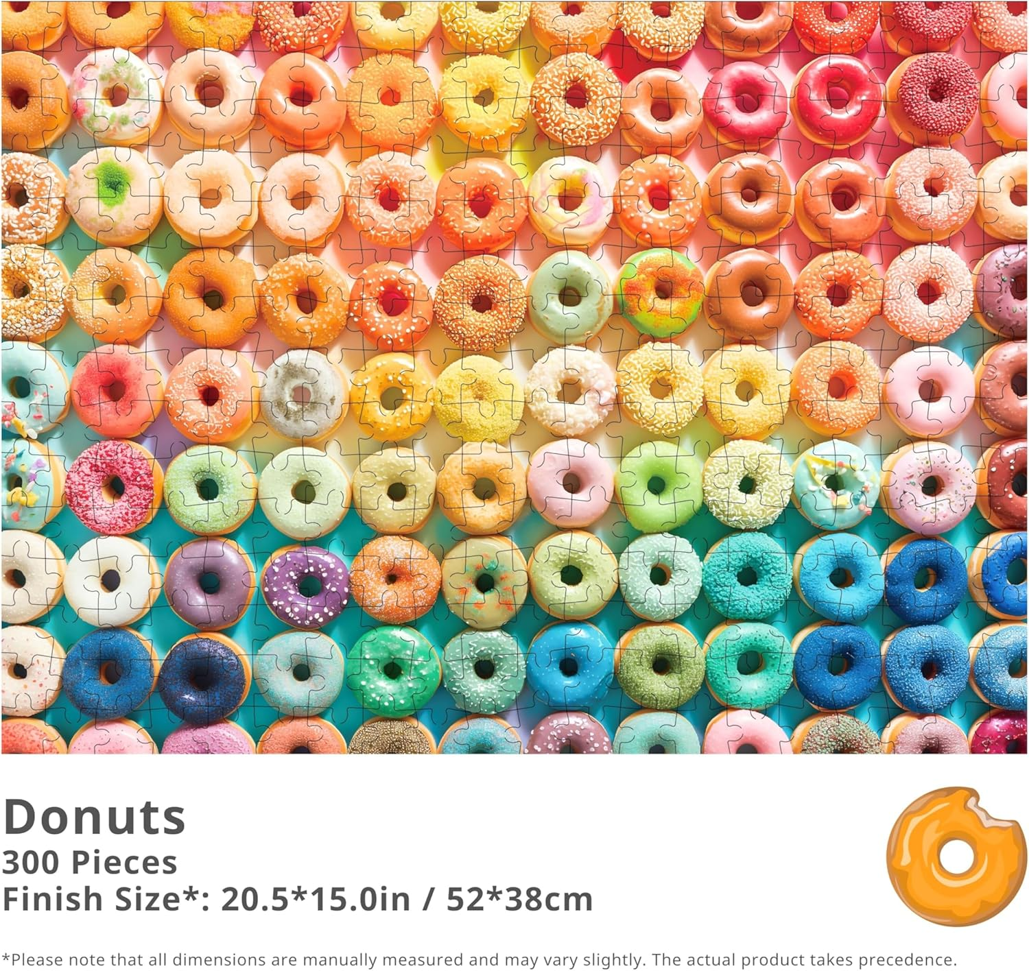 Donuts, 300 Pieces Jigsaw Puzzles, Moderate Challenge, Family Game Nights, Finish Size 20.5 * 15.0 In image number 4
