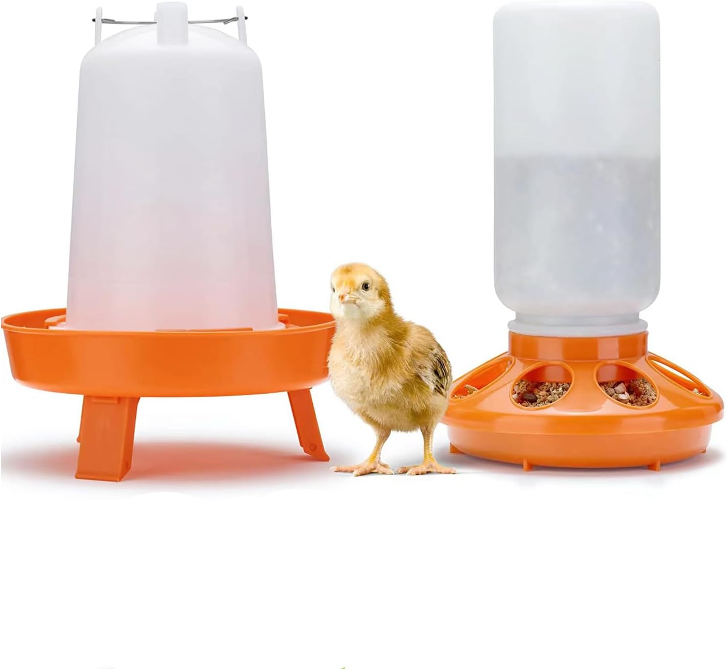 Automatic Chicken Feeder and Chicken Waterer Kit,1L Chick Feeder and 1.5L Chick Waterer,Chicken Water Dispenser,Chick Feeder and Waterer Kit,Easy Clean Plastic Feeding and Watering Feeder for Chicks image number 6