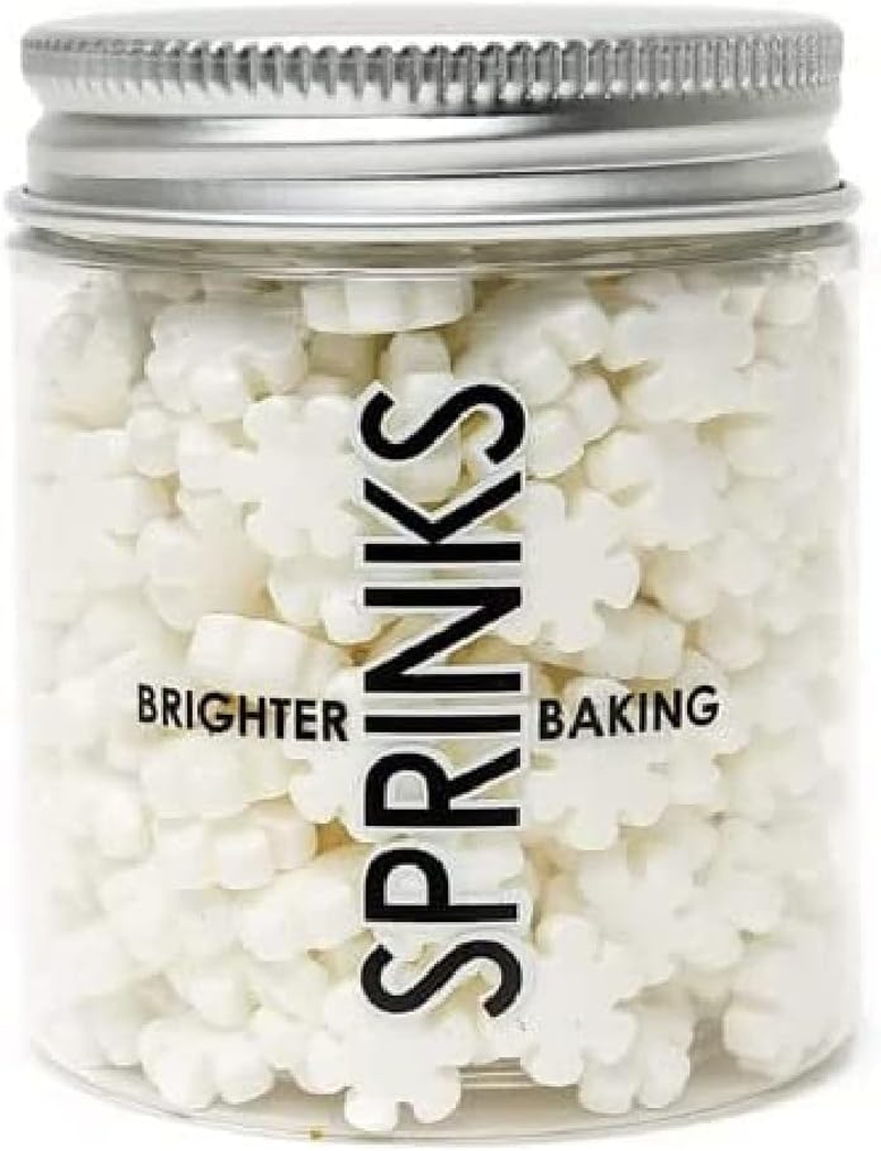 Sprinks Snowflakes Sprinkles | 70G | White Edible Cake Decorations for Holiday Cupcake | Perfect for Cakes and Desserts | Easy Access Jar