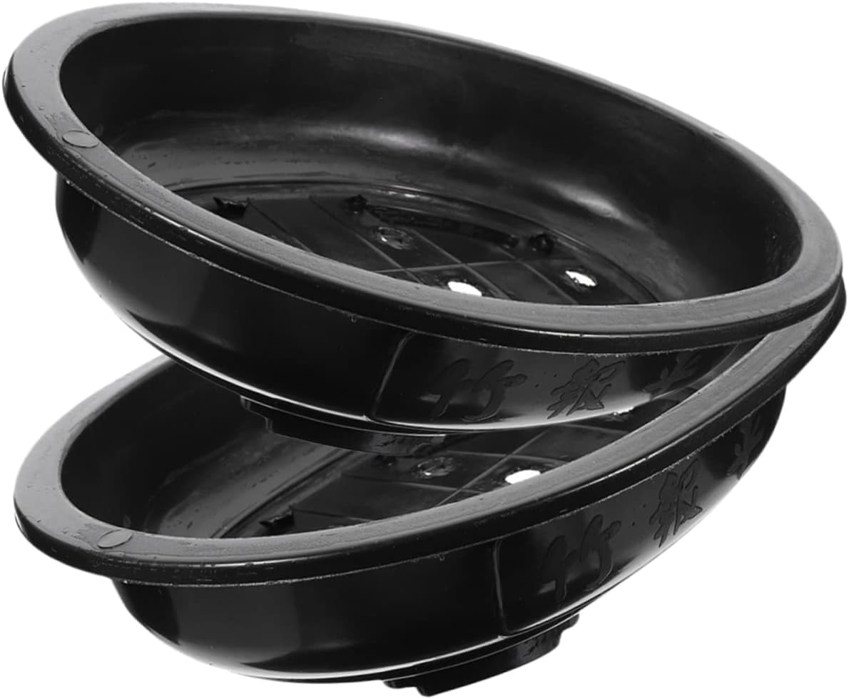 PAMINGONO 4Pcs Oval Drainage Bonsai Flower Pots Modern for Home Office Gardening for and Cacti Space-Saving Design Bottom Drainage image number 6