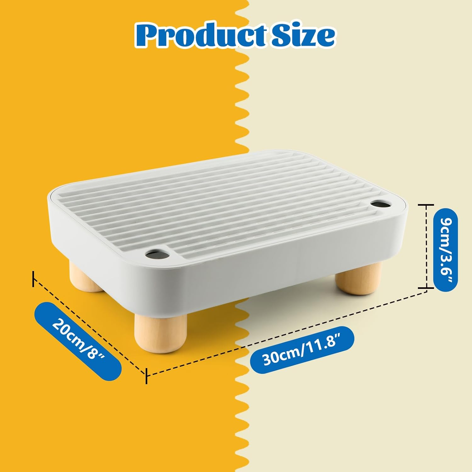 Bartuke Litter Box Step, Cat Step/Ramp/Catcher with Wooden Base, Filter Function, Easy to Clean, Ideal for Kitten & Elderly Cats (Light Grey) image number 5