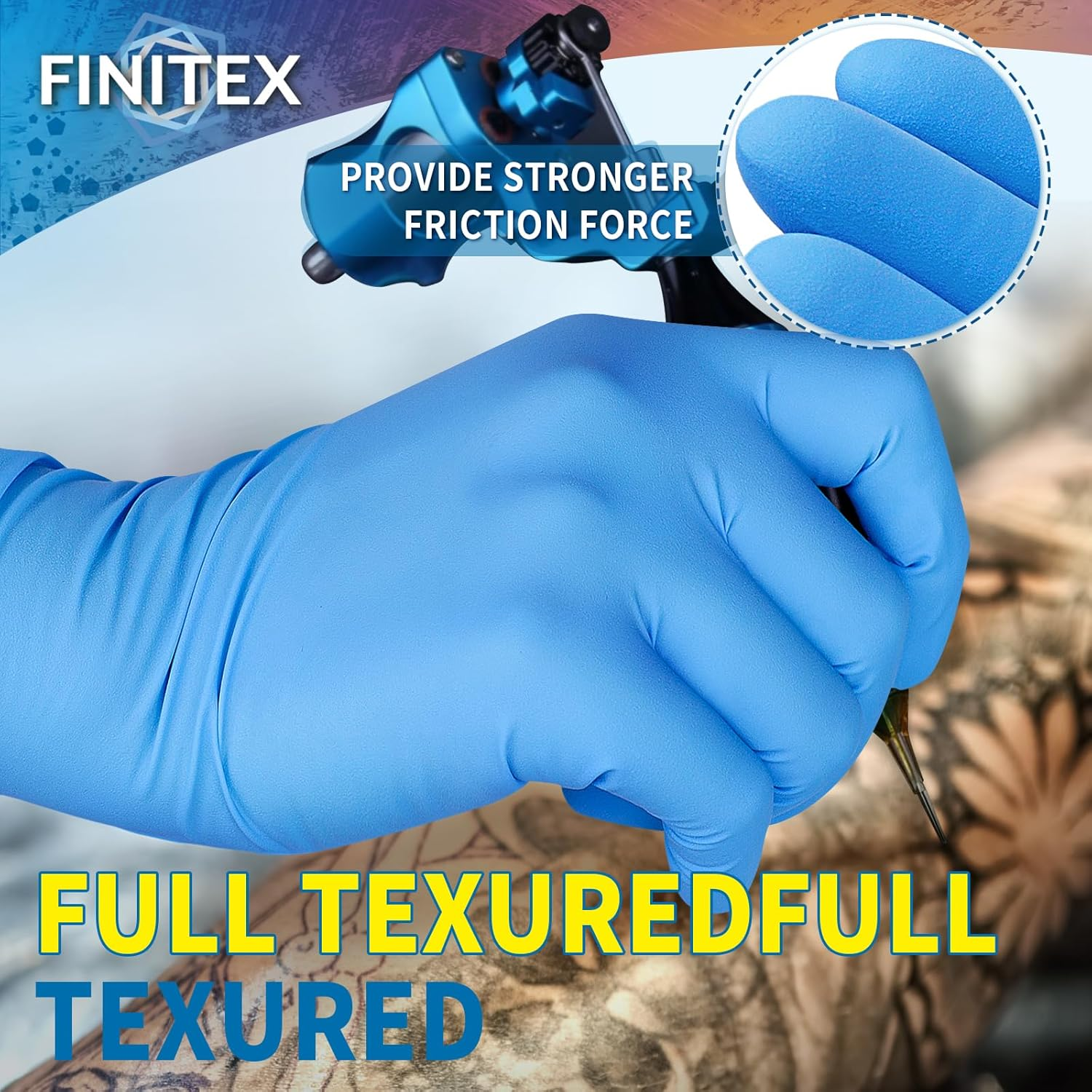 FINITEX Disposable Blue Nitrile Gloves 6Mil Heavy Duty Latex-Free Glove 100PCS Cooking Food Safe Powder-Free Rubber Gloves image number 3
