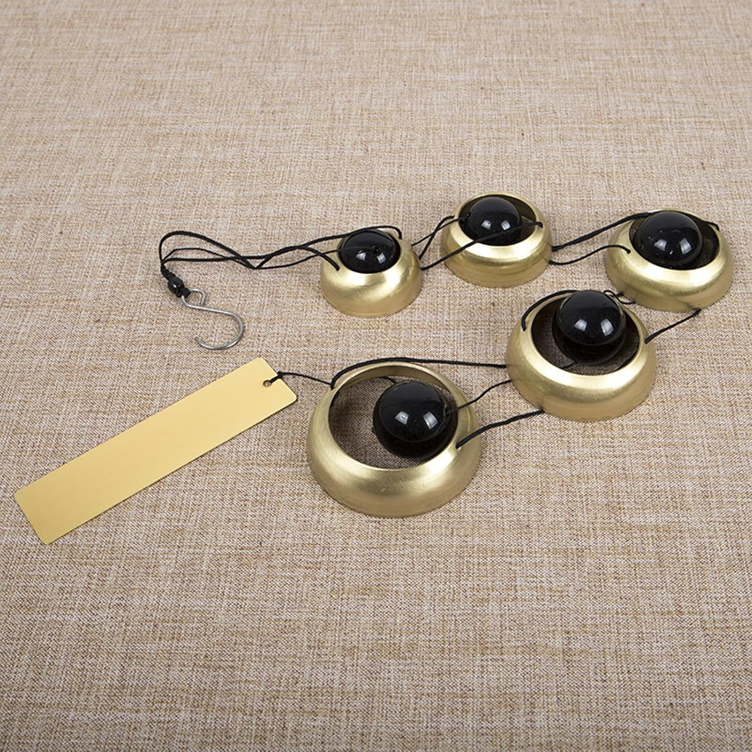 Mrmrkura Copper Wind Chimes for Outside, Temple Wind Chimes with 5 Bells Feng Shui Wind Bell Pendent Memorial Windchimes for Home Garden Patio Backyard Decor (Brass) image number 4