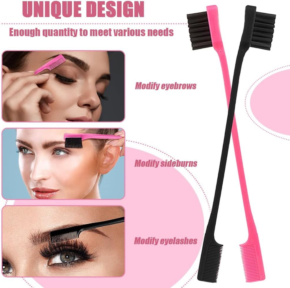 TRKETK 6 Pcs Hair Edge Brush, Double Sided Edge Control Hair Brush Tool Natural Styling Eyebrow Combs Edges Smooth Comb Dual Ended Comb for Eyelash Combs Hairstyling Eyebrow Brushes (6 Colors) image number 5
