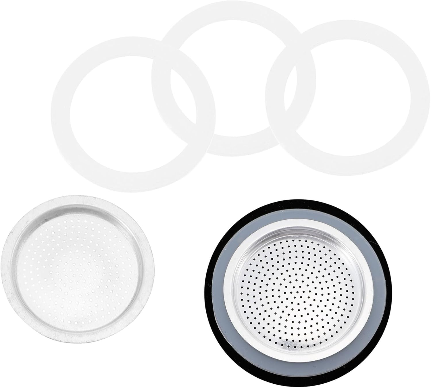 SHINEOFI 8Pcs Silicone Rings and Meshes Coffee Maker Accessories for Mocha Pot Flexible Heat Resistant Coffee Maker Parts for Espresso Machine image number 1