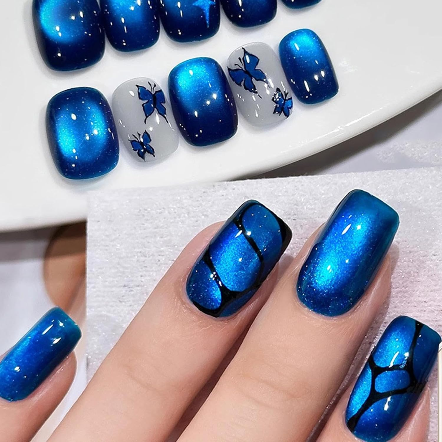 Blue Nail Polish - Glitter Glow Shine Coating 10ML, Quick-Dry Magnet Gel Nail P0Lish, Long-Lasting Polish for Glossy Finish | Stylish Nails Color for Women Teen Family Lady Girlfriend Beginner Manicur image number 1