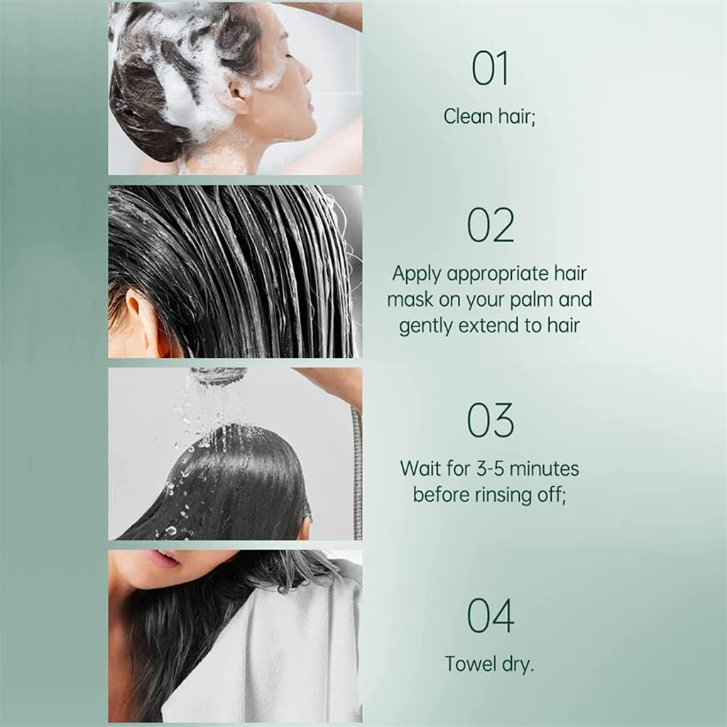 Green Energy Boosting Hair Mask, Repair Dry Damaged Hair Mask Scalp Treatments Hair Care, Non-Greasy Make Hair Fluffy, Strengthen Anti-Frizz Shine image number 2