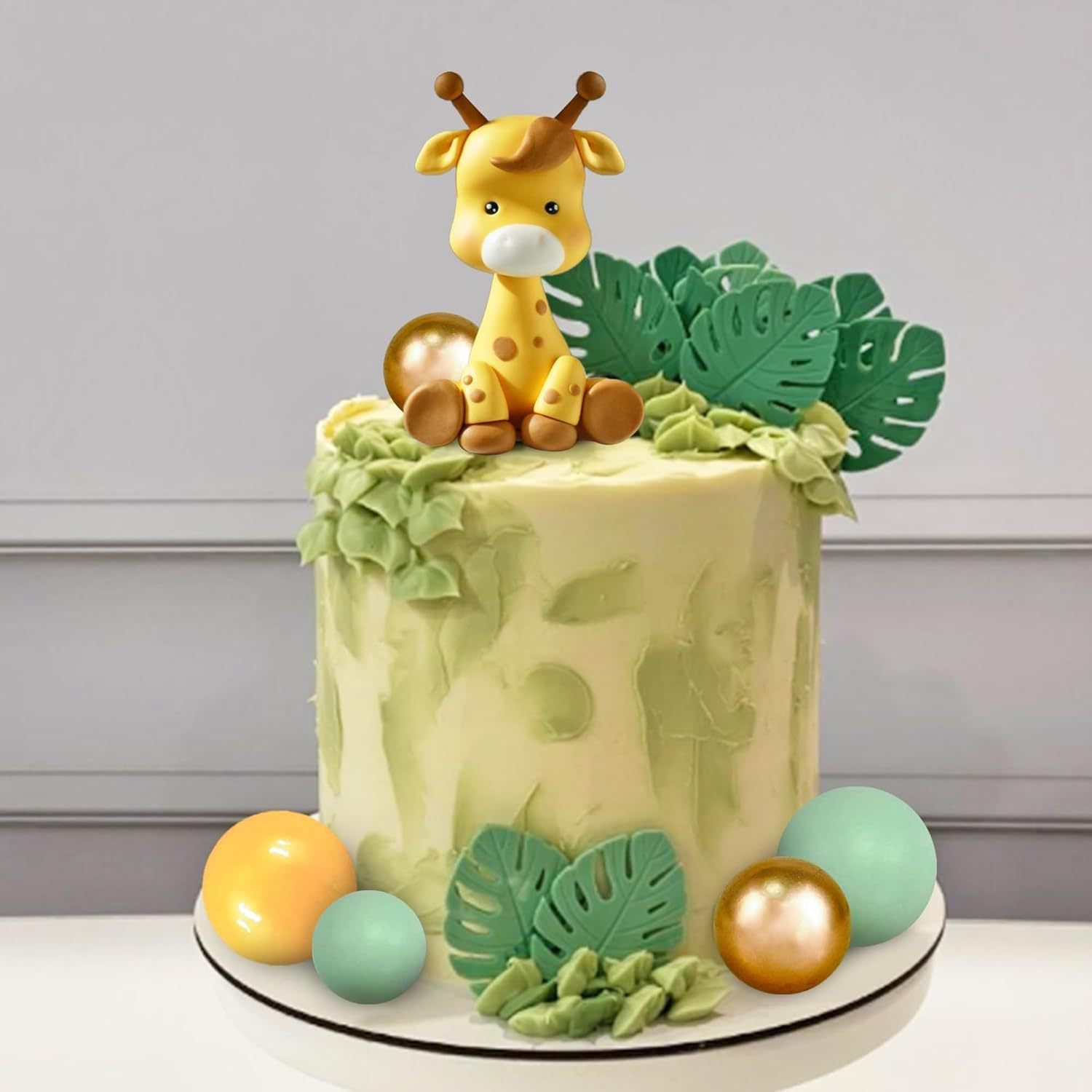 Giraffe Cake Topper,Forest Animals Cake Decorations, Birthday Cake Decoration, Safari Cake Decoration for Wild Animals Themed Birthday Party Supplies. image number 1