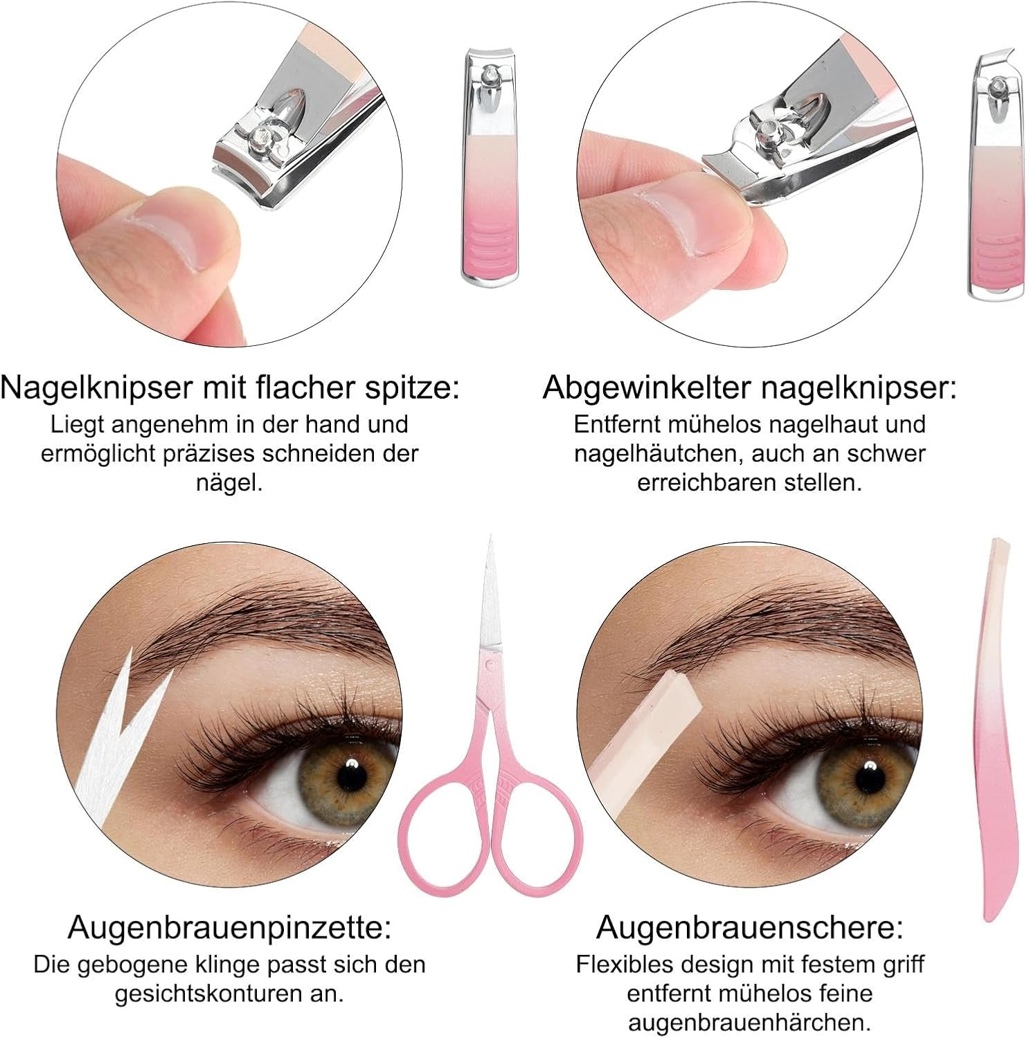 VOSSOT 10 Piece Manicure Set, Nail Clippers, Scissors, Tweezers, Nail Set, Nail Care Set, Tools, Pedicure Set, Women, Men, Toe, Finger Manicure Kit Made of Stainless Steel with Travel Case for Home image number 3