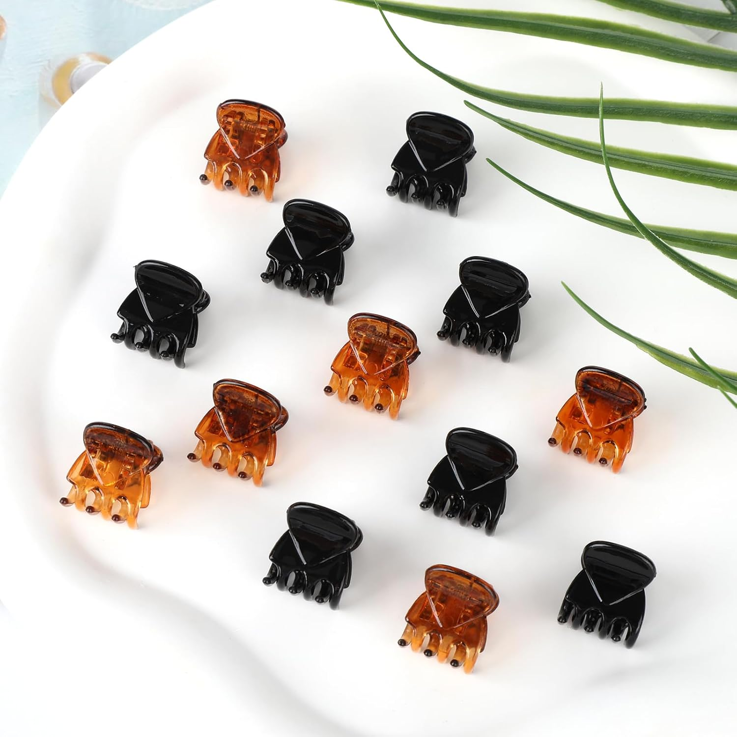 Pack of 50 Small Hair Clips, Mini Non-Slip Hair Clips, Plastic Hair Clips, Hair Clips for Girls Women (Black, Brown)