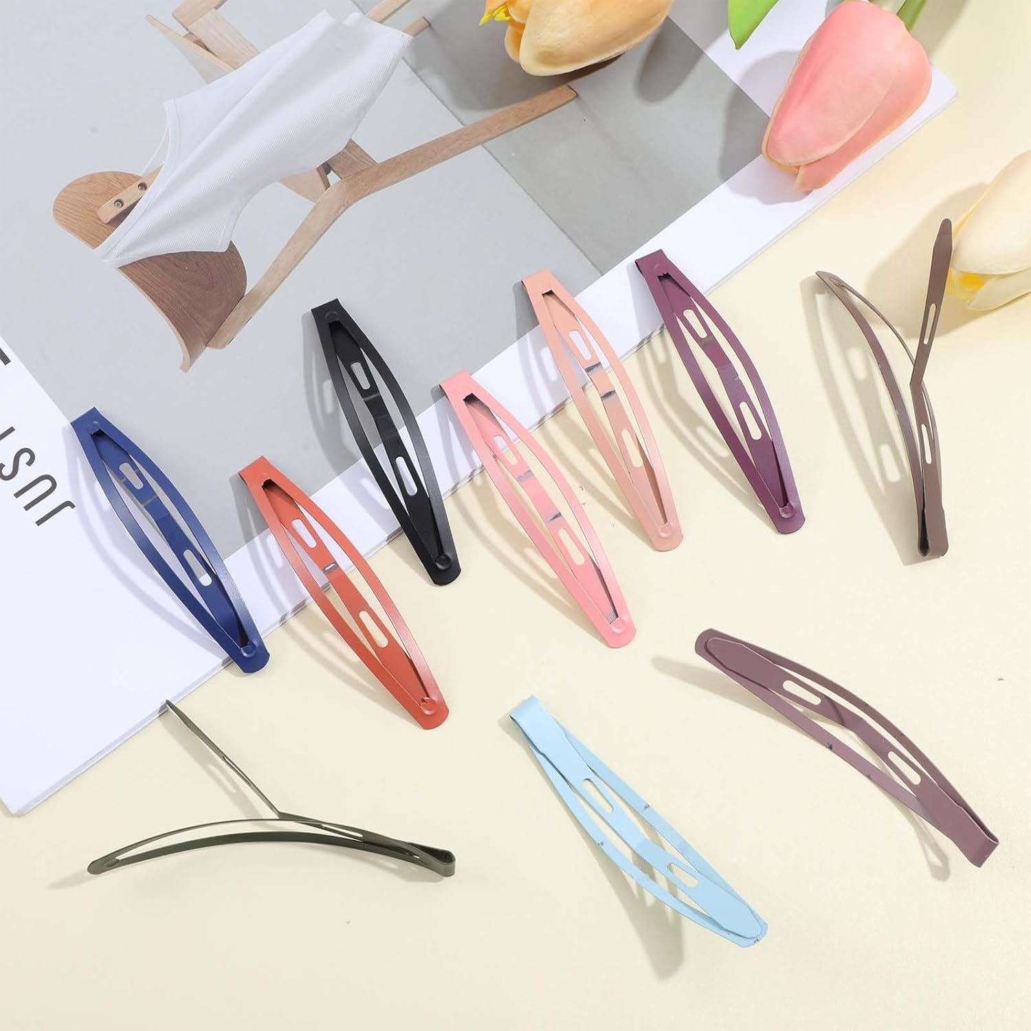 40 Pcs Metal Snap Hair Clips 3.15 Inch Water Drop Non Slip Hair Barrettes Non Slip Barrettes Decorate Hairstyle Accessories for Thick and Thin Fine Hairs Women Mixed Colors Iron Festival Gifts image number 6