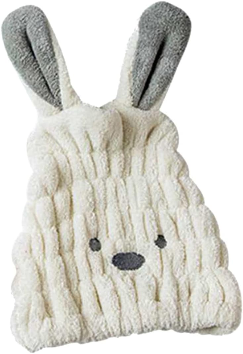 LALAFINA 2Pcs Soft Fleece Hair Drying Cap Absorbent Quick Drying Comfortable Rabbit Ears for Daily Use Hair Care - As Shown image number 4