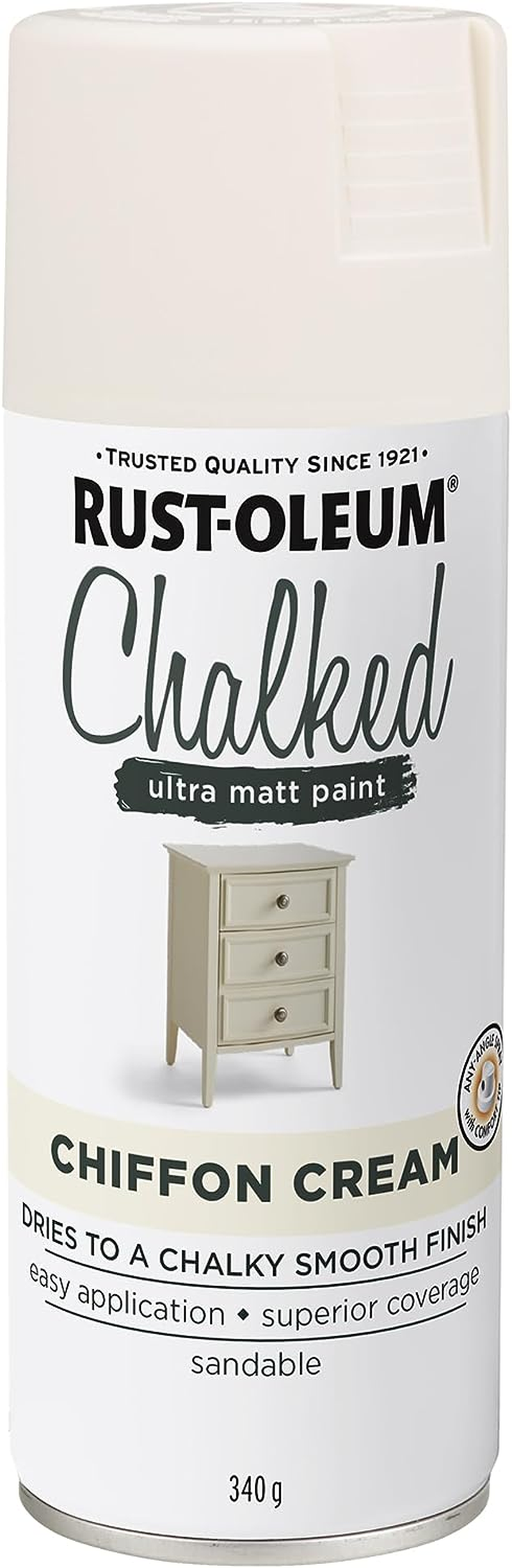 Rust-Oleum Chalked Ultra Matte Spray Paint, Chiffon Cream, 340 G | Velvety Smooth Finish for Furniture, Home D&eacute;cor & DIY Projects image number 2