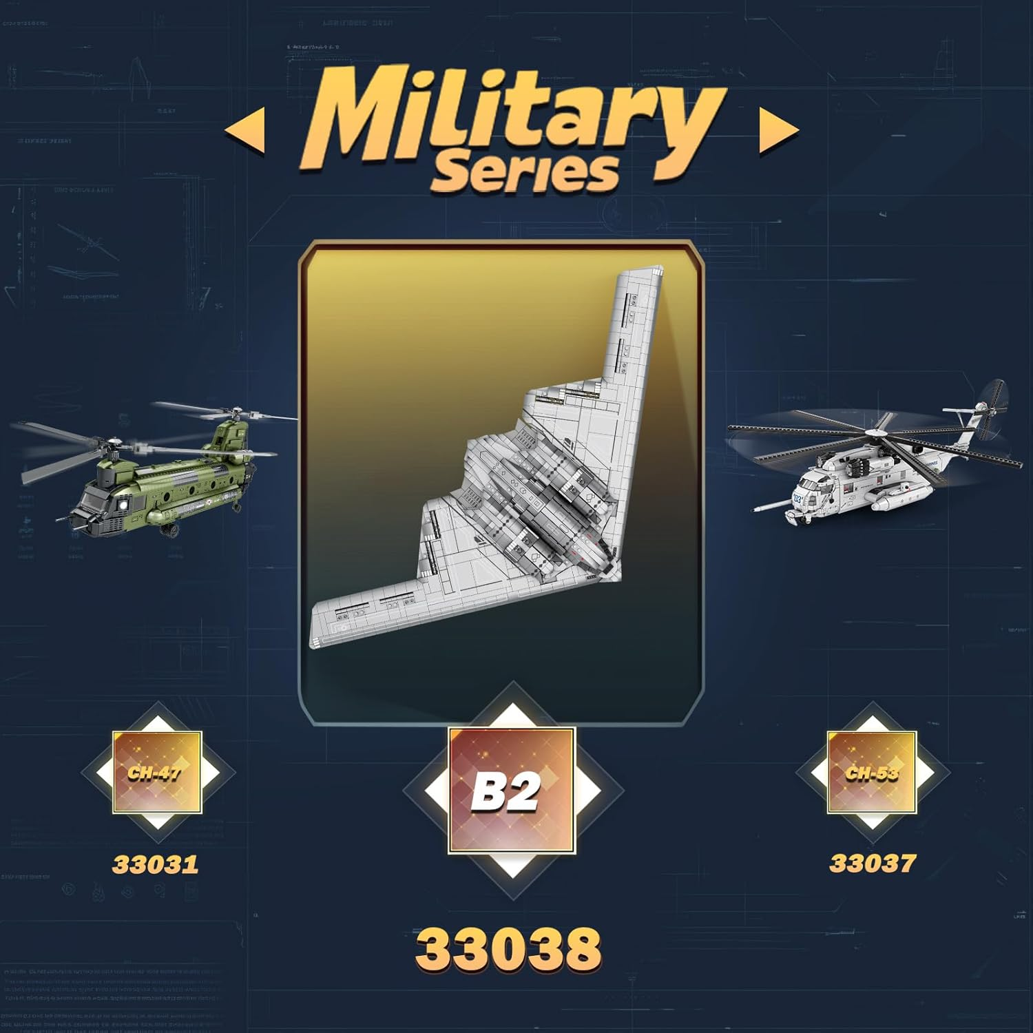 Reobrix 33038 B-2 Spirit Building Block Set, Stealth and Strategic Bomber Model Building Kit, Military Aircraft Toys for Adult and Kids 12+, 1977 PCS image number 1