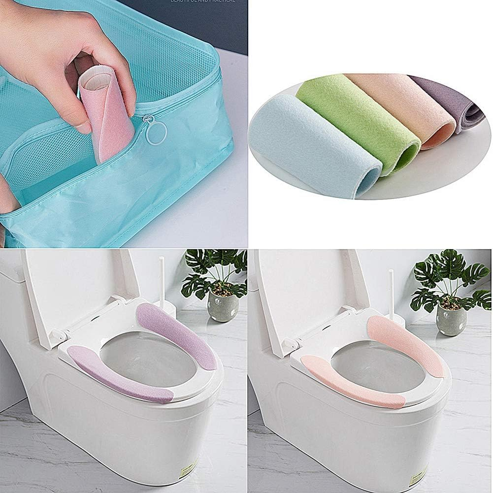 Bathroom Warmer Toilet Seat Cover Pads 4 Pack Washable and Reusable Cushion for Winter image number 1