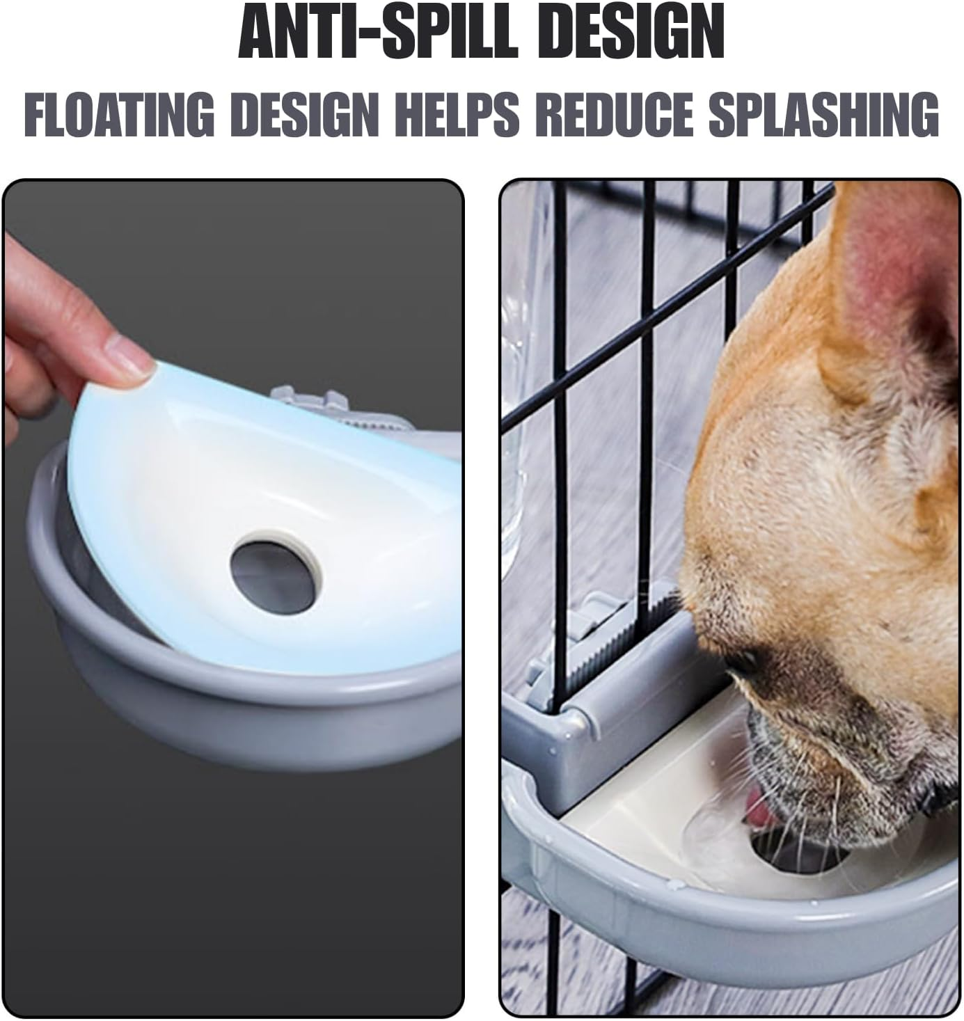 TOKAYIFE Pet Water Bottle [Grey, 480Ml] Cage Water Bottles for Rabbits, Dogs, Ferrets, Cats and Other Small Animals, Anti-Overflow Water Dispenser for Crate - Blue image number 2