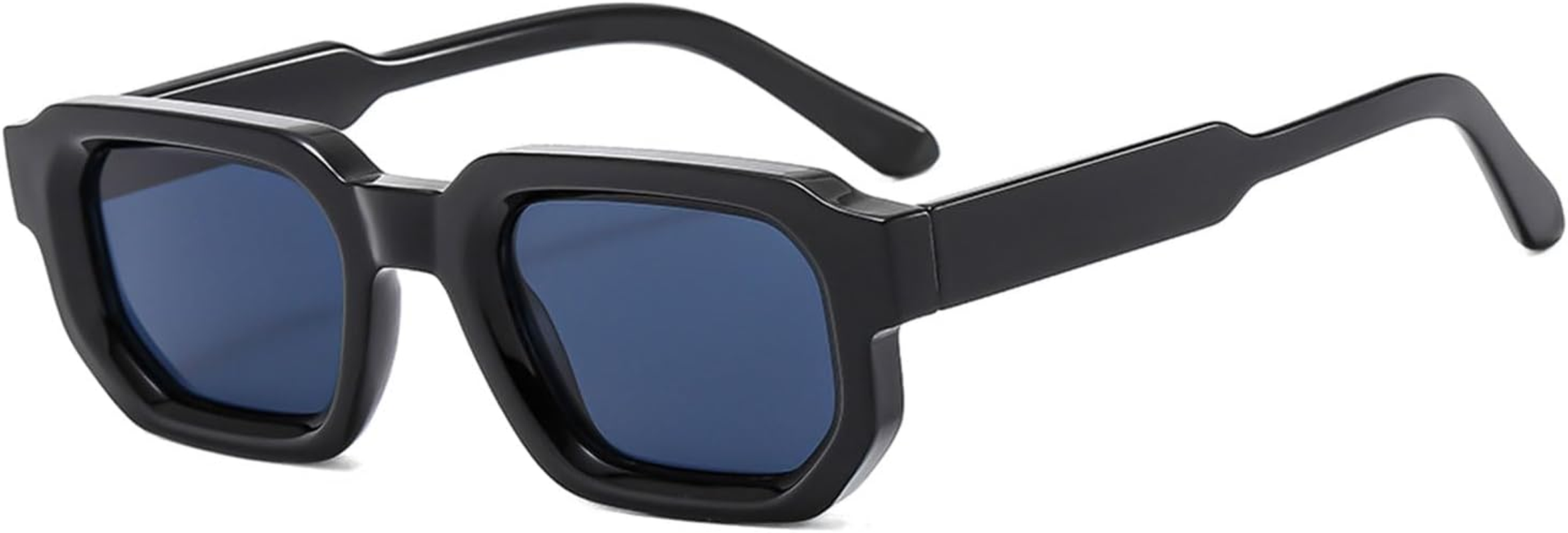 LJCZKA Vintage Rectangle Sunglasses for Women Men Retro Small Square Sunglasses Thick Frame with UV400 Protection