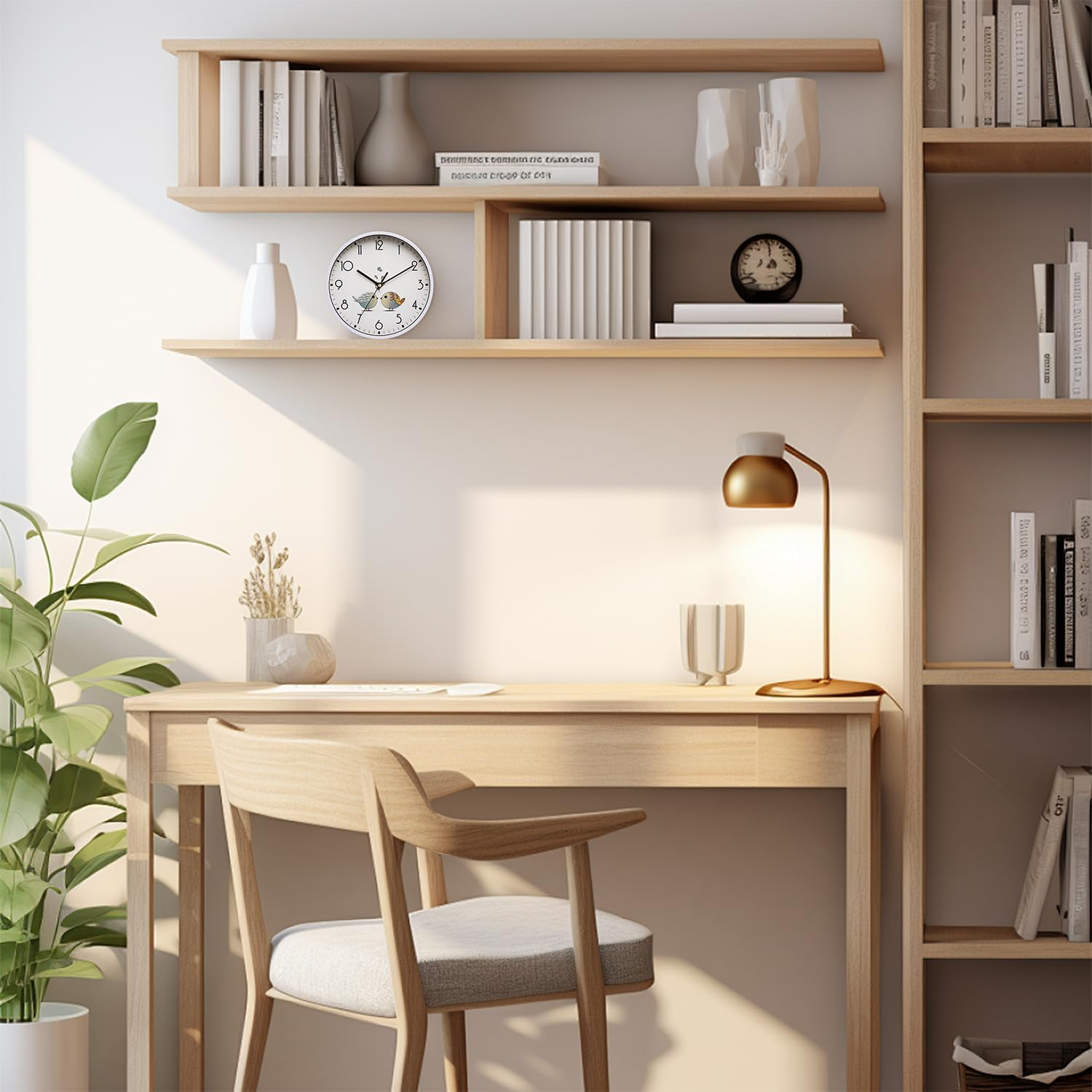 12 Inch round Wall Clock Silent & Non-Ticking Retro Wall Clock Operated for Living Room Bedroom Kitchen Children Room(30 Cm 12 Inch), White image number 2