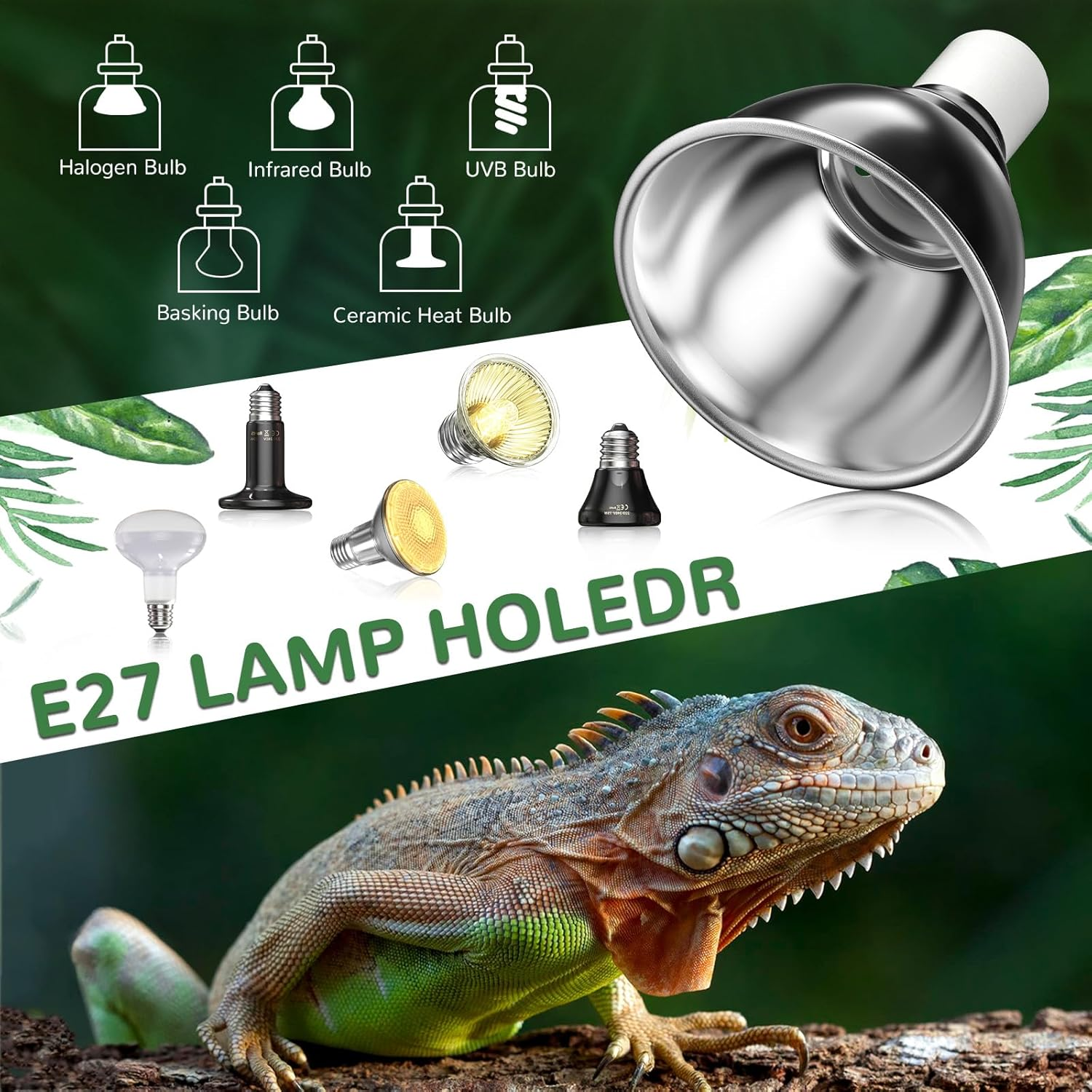Lamptobe Reptile Heat Lamp, Reptile Dome Light Fixture with Timer, Tortoise Heat Lamp with Clamp,Terrarium Hood Lamp for Reptile, Tortoise, Beard Dragon image number 6