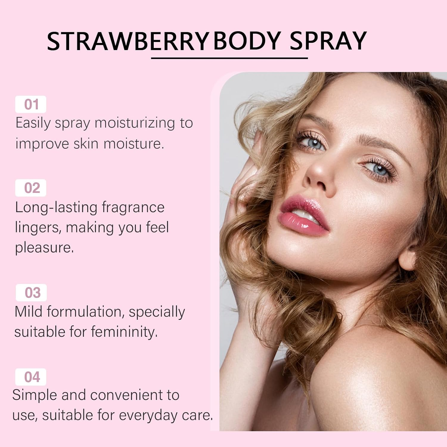 Pink Tears Strawberry Body Mist, Refresh Strawberry Body Milk Mist, Long-Lasting Fragrance Spray for Women, Nourishing Body & Hair with Refreshing Scent, Hydrating Lightweight (2Pcs) - 1Pcs image number 4