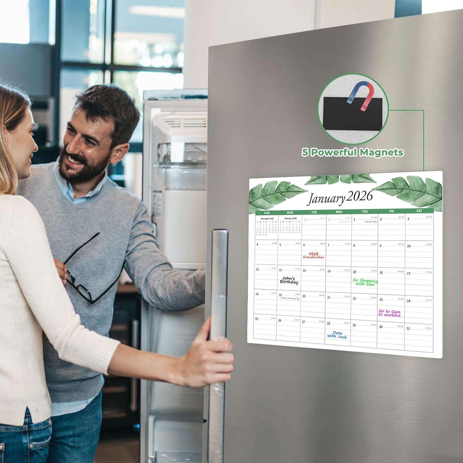 Calendar 2023 - Magnetic Calendar for Fridge, Runs from January 2023 until June 2024, Fridge Calendar 2023-2024 for School, Office & Home Planning and Organizing,15"X12" In image number 1