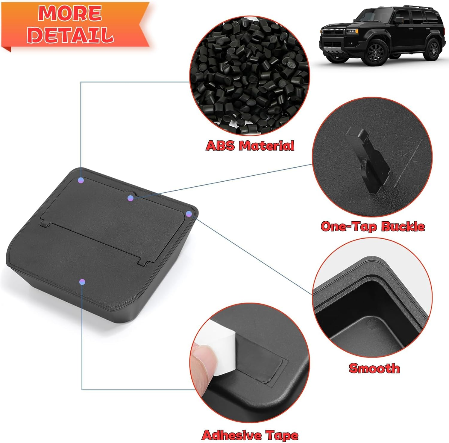 For 2025 2024 Toyota Land Cruiser LC250 Prado Center Console Organizer Armrest Hidden Compartment Storage Box Car Accessories Interior Middle Center Console Tray (Not for First Edition) image number 4