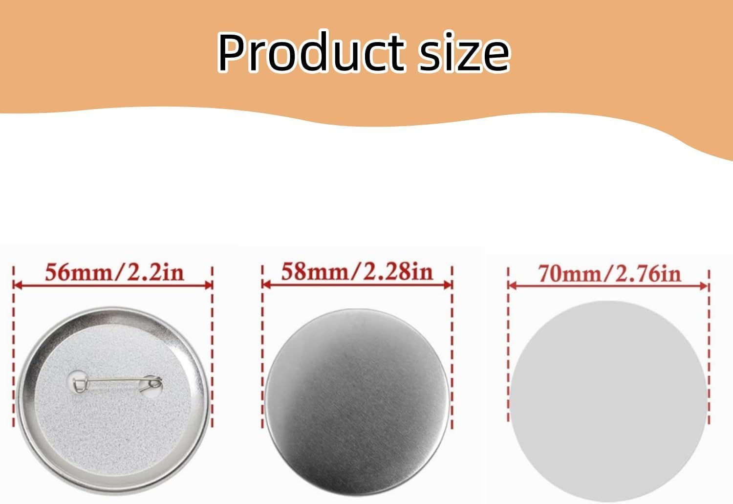 25 Sets 2.3 Inch Button Maker Supplies 58Mm Making Blank Pins Metal round Badge Parts Kit for Button,Diy image number 6