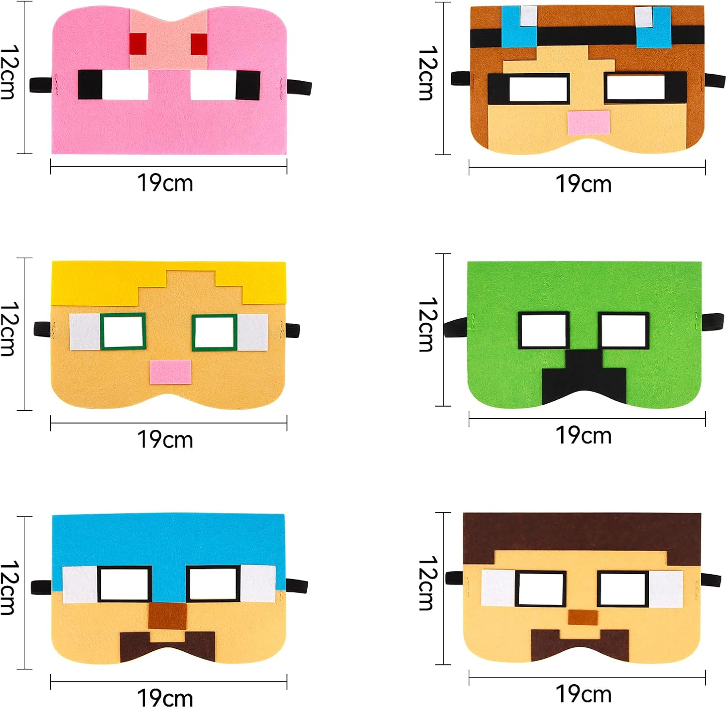 Miner Video Game Party Bag Pixel Party Pack for Children'S Birthday Party Bags, Miner Gamer Children'S Birthday Boy with 6 Balloons and 6 Felt Masks Party Bag Party Birthday Decoration Games image number 6