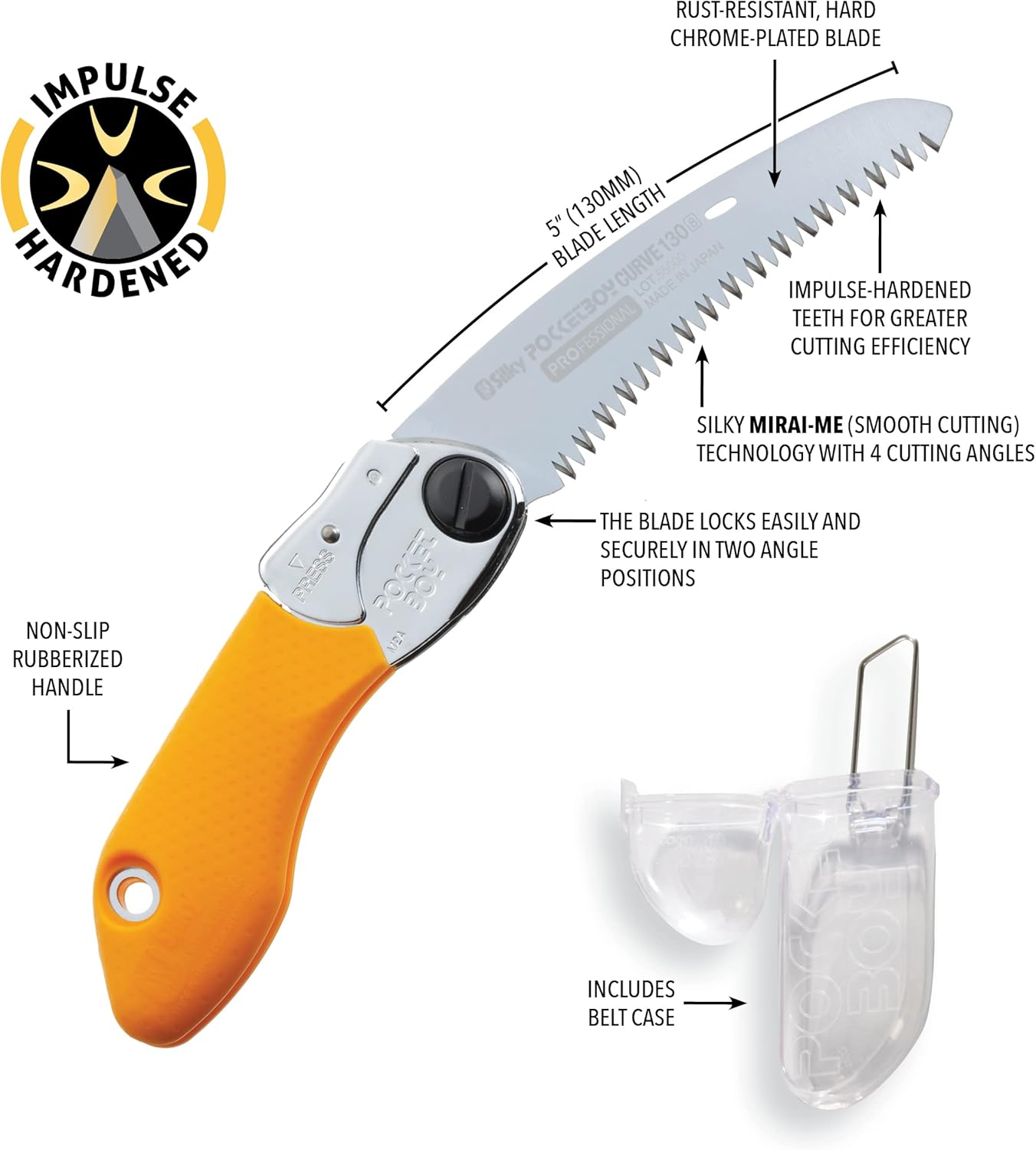 Silky Professional Series Pocketboy Curved Blade Folding Saw 130Mm Large Teeth image number 3