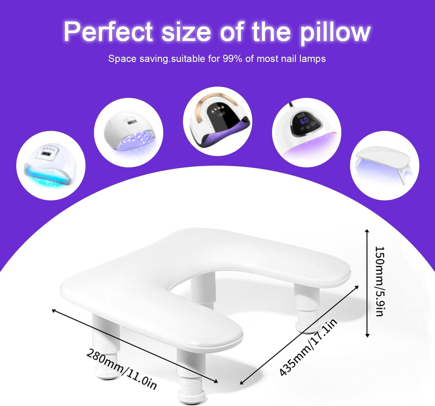 REASOR Adjustable Height Arm Rest for Nails,15&deg; Tilted Design, PU Leather Memory Foam Cushion, Ideal for Nail Technicians and Nail Care, Large Bottom Space, Fits 90% of Nail Dryers, Portable and Easy to Store