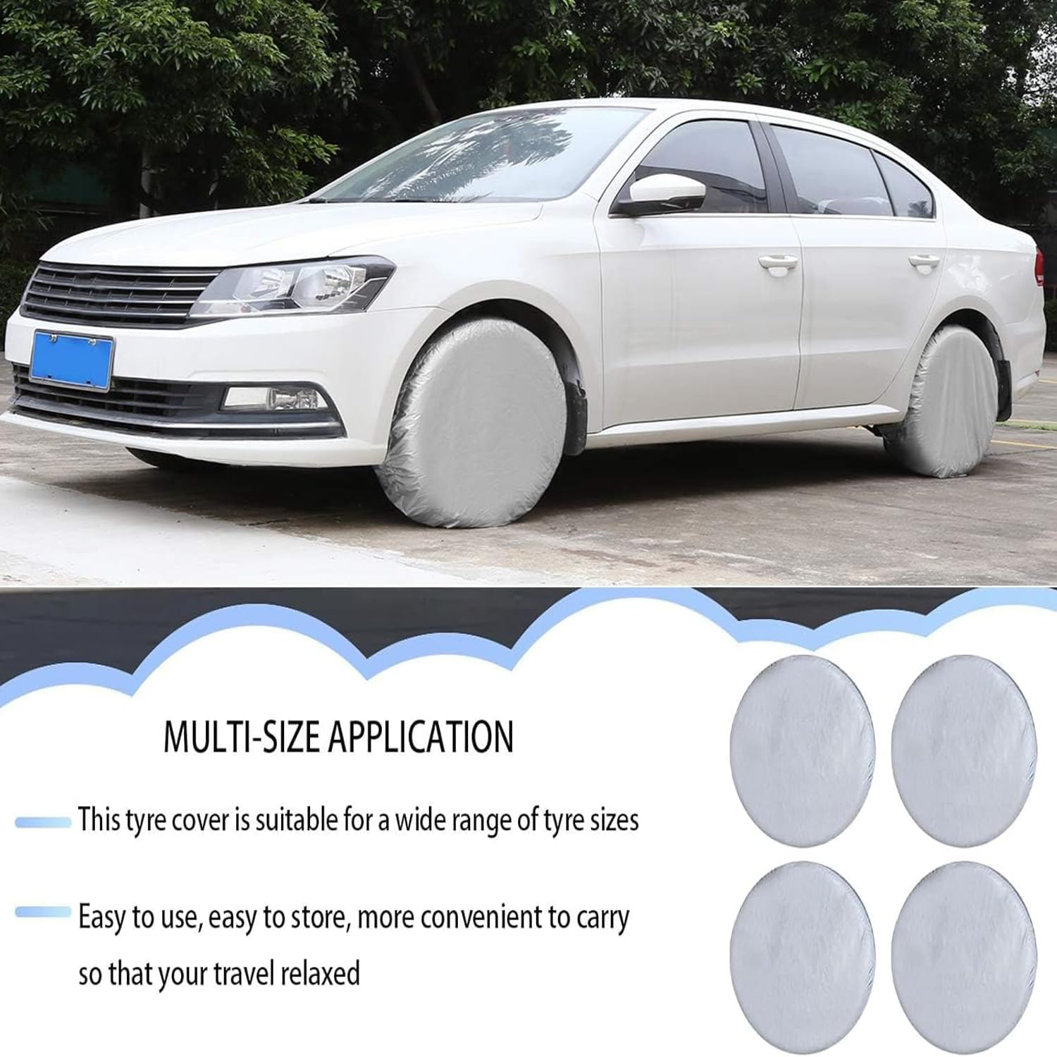 Yharnamite 4 Pcs Durable 420D Oxford Cloth Wheel Covers, Tire Covers for Winter, Spare Tire, and Snow Protection - Perfect for Long-Term Storage or Everyday Use (60-66CM) image number 4