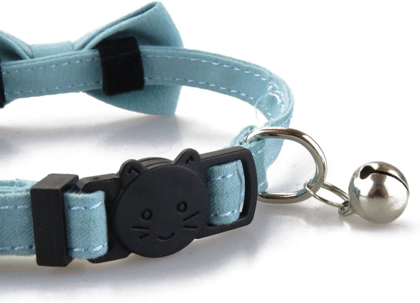 Adjustable Cat Bow Tie Collar with Detachable Bell, Breakaway Pet Collar for Cats, Dogs, Puppies & Kittens, Soft & Safe Pet Apparel Accessory (Blue) image number 2