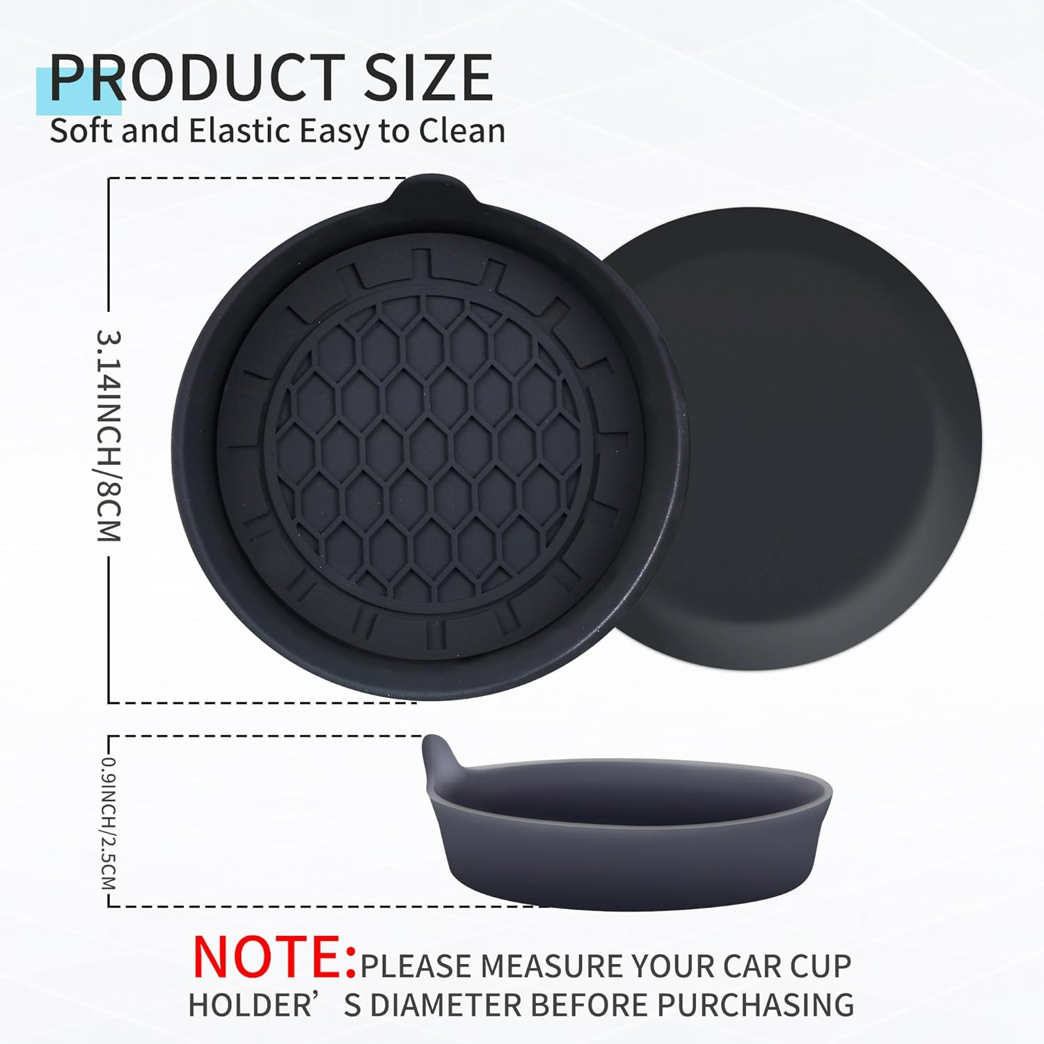 Amooca Automotive Cup Holders Universal Car Cup Coaster Waterproof Non-Slip Sift-Proof Spill Holder Car Interior Accessories 4 Pack Black