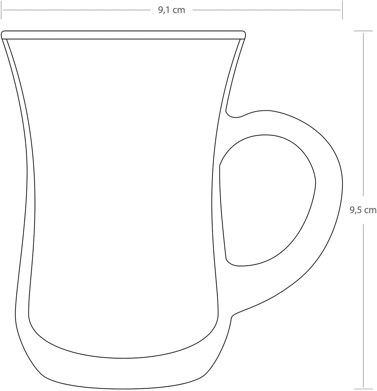 Ums Turkish Tea Glasses with Handle - 6 Pcs Tea Cups, Slim Waist Design and Thick Sole Prevent the Tea from Getting Cold, Capacity 145Cc, 4 3/4 Oz, 2.5'' X 4H image number 1