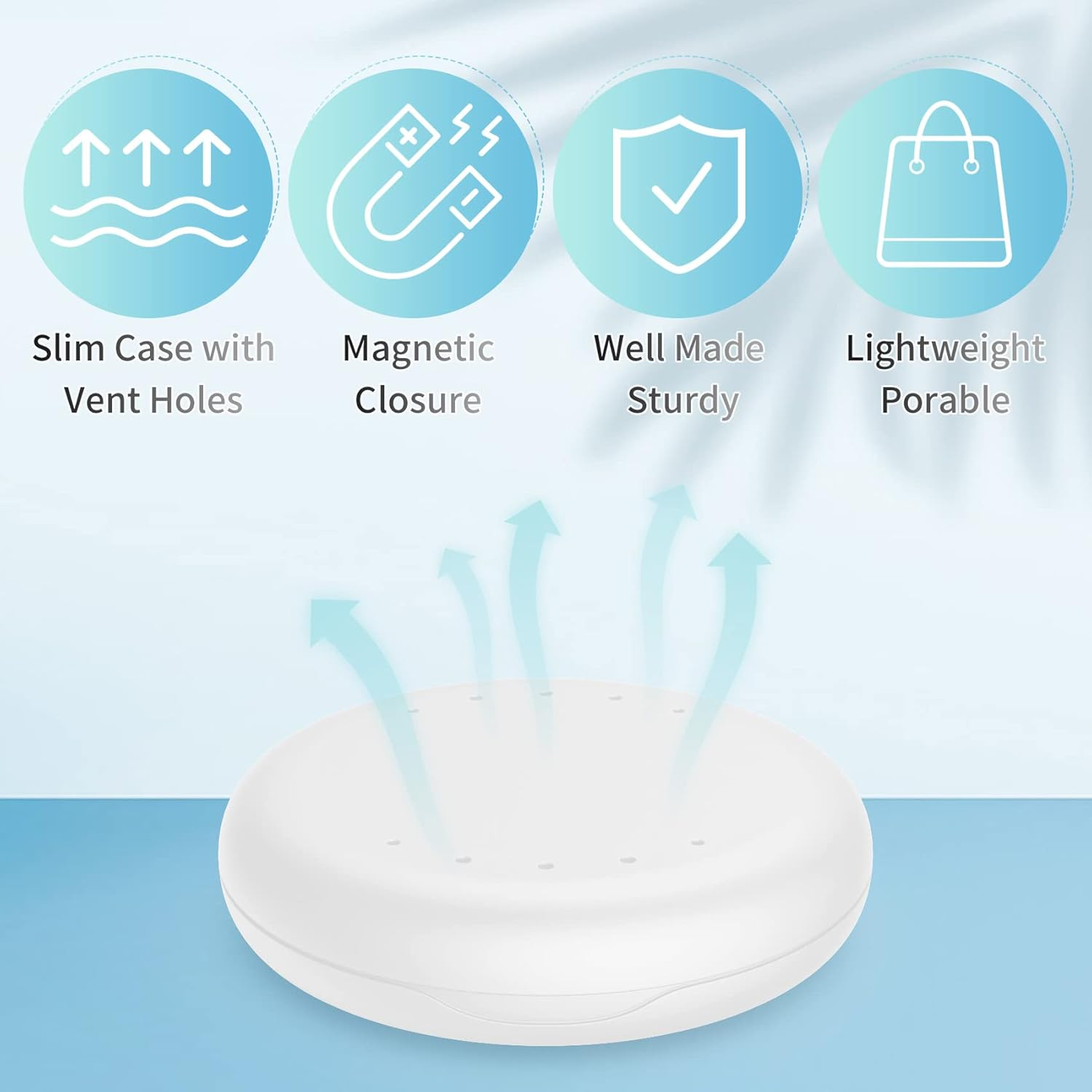 Annhua Orthodontic Retainer Case with Vent Holes, Denture Storage Case Slim Mouthguard Container Aligner Case with Magnetic Closure for Household|Travel|Office - White image number 2