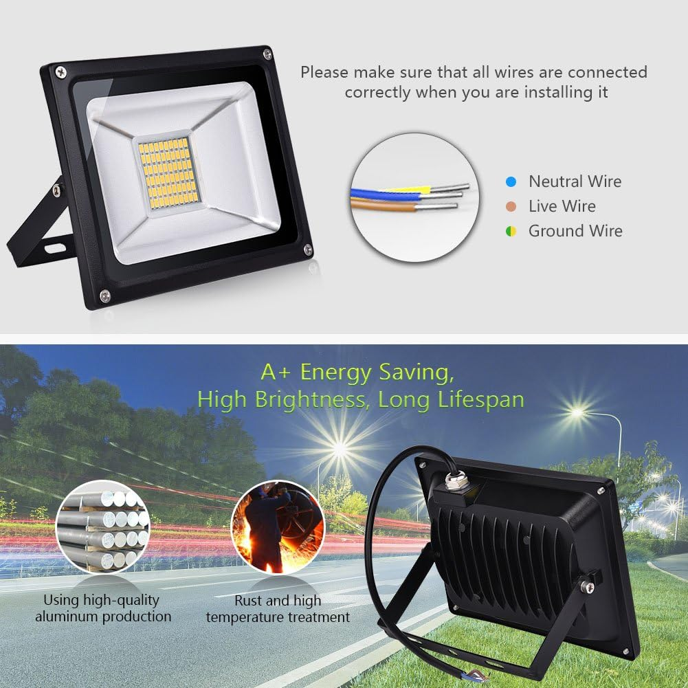 Papasbox LED Spotlight 12 V, 30 W LED Floodlight Super Bright 2400 LM Spotlight Outdoor Floodlight 3000 K Warm White, IP65 Waterproof Headlight for Garden, Yard, Patio, Square, Factory image number 3