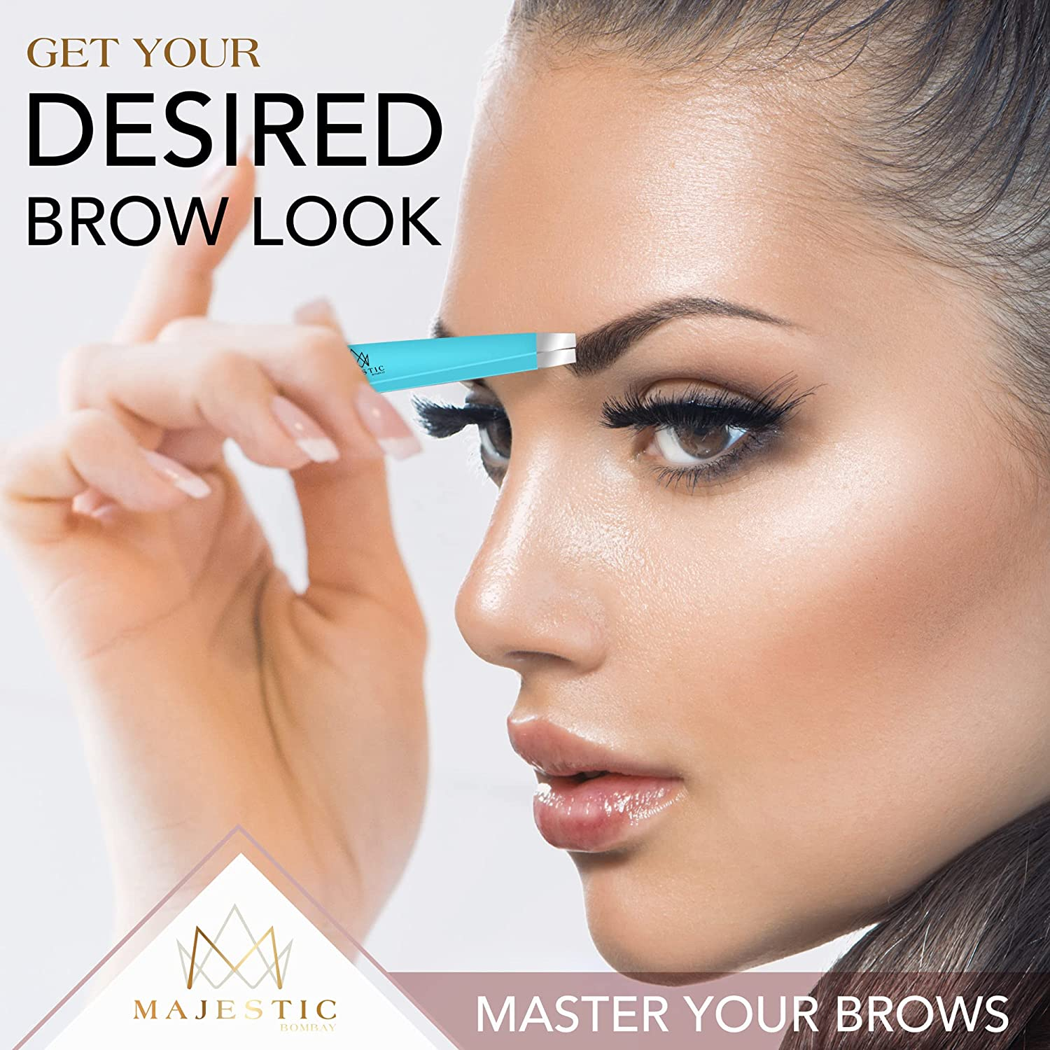 Majestic Bombay Fine Point + Slant Tweezers for Women and Men &ndash; Splinter Ticks, Facial, Brow and Ingrown Hair Removal&ndash;Sharp, Needle Nose, Surgical Tweezers Precision Best Tweezers for Chin Hair