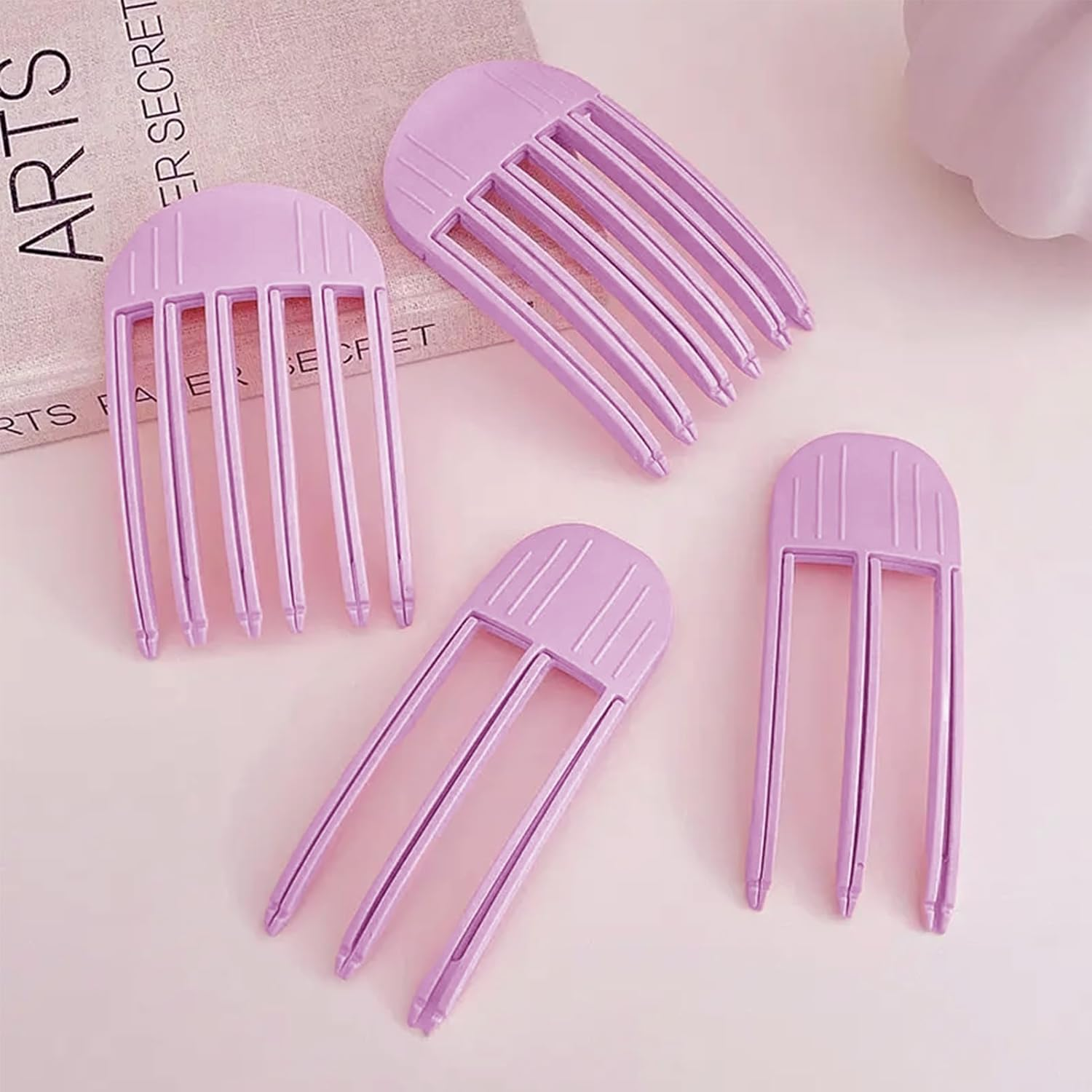 Ceeyoll Fluffy Hair Clip, Hair Clip, Root Lifting Clip, Fluffy Hairline Clip, Suitable for Hairstyles That Require a Fluffy Fringe and a High Crown (Pink, Pack of 4) image number 6
