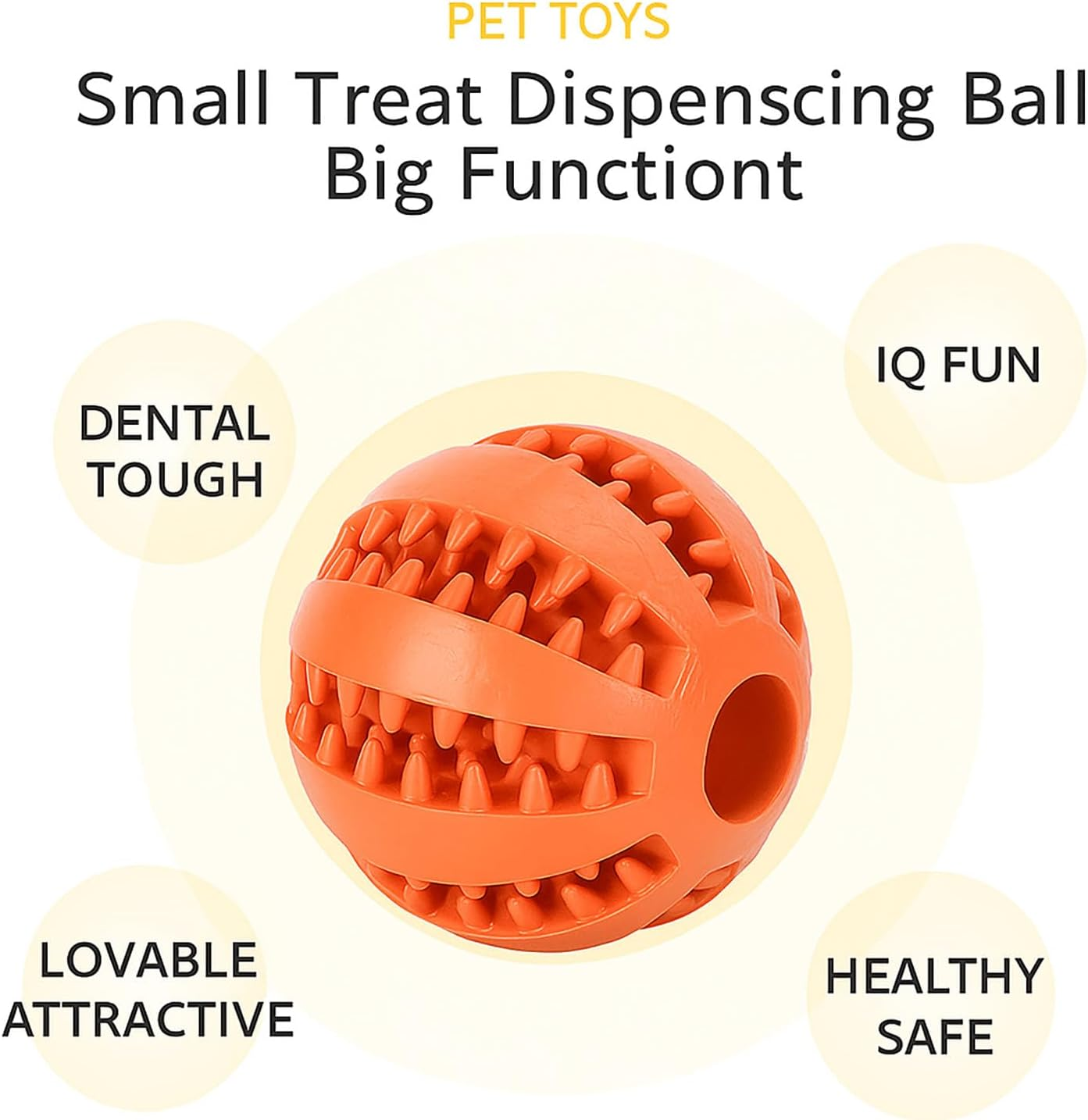 YAKESD Dog Toy Ball Set, 3 Pack 5Cm Treat Dispenser Balls for Teeth Cleaning, IQ Training & Exercise, Nontoxic Interactive Pet Ball Toy for Puppies & Dogs - Red, Blue,Orange image number 4