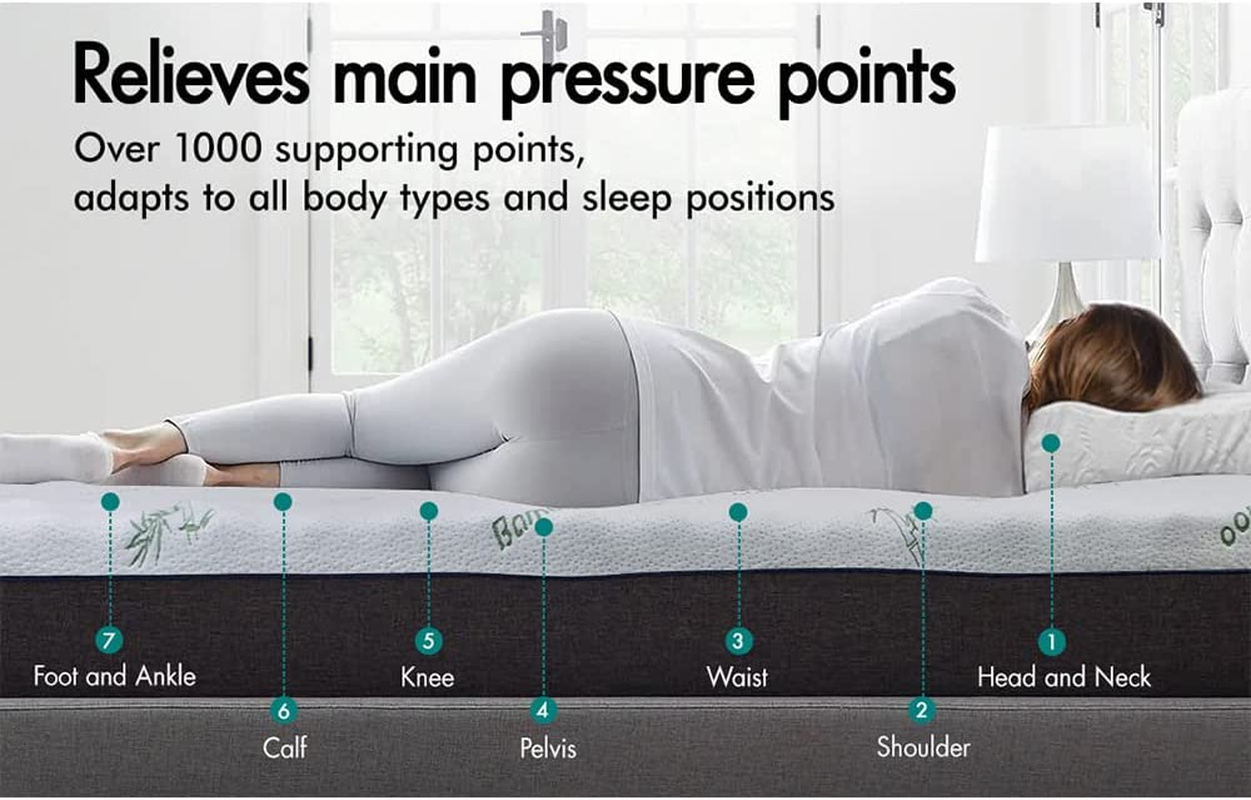 STARRY EUCALYPT Queen Size Memory Foam Mattress Topper with Cool Gel Infused, 60D Foam 5Cm Thick Bed Topper with Bamboo Fabric Cover Beddings, Airflow Bedding Floor Mat Pad