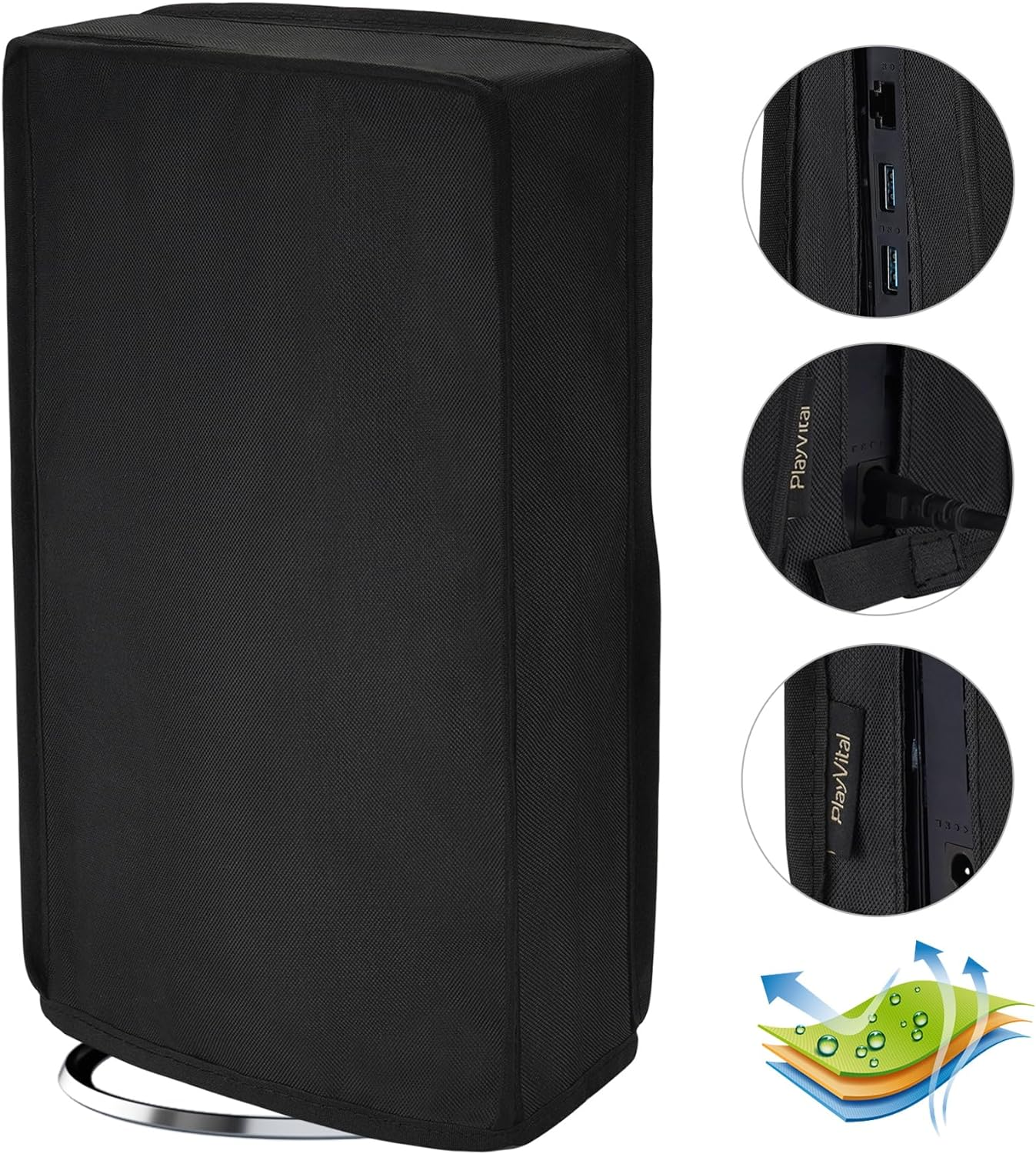 Playvital Vertical Dust Cover for Ps5 Slim Disc Edition(The New Smaller Design), Transparent Dust Proof Protector Waterproof Cover Sleeve for Ps5 Slim Console