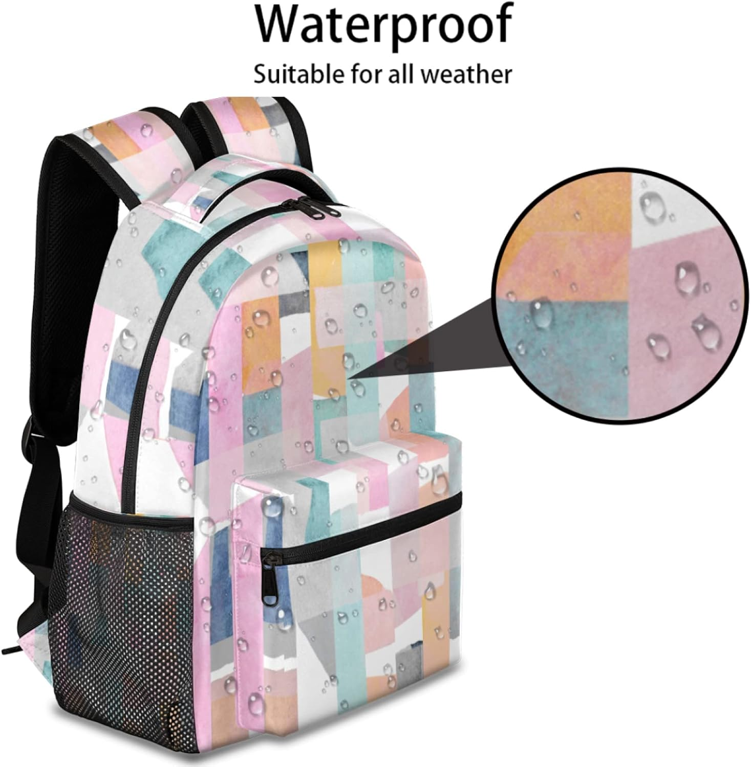 Tropicallife Abstract Watercolor Pattern Backpack Lightweight Waterproof Rucksackmodern Style Stylish Backpack for Man Women image number 5