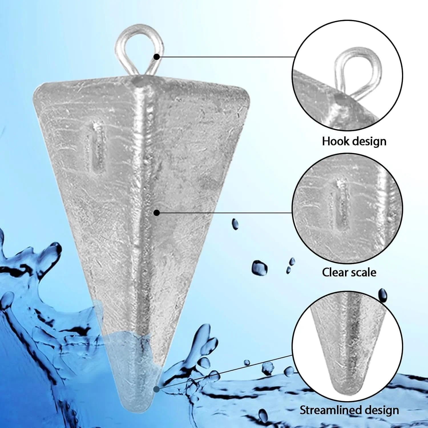 Fishing Sinkers Set, Pyramid Sinkers for Surf Fishing, Compatible with Popular Fishing Rigs, Soft Lead, 10-Pack for Saltwater Fishing Gear, Durable Design Damaill（1Oz） image number 4