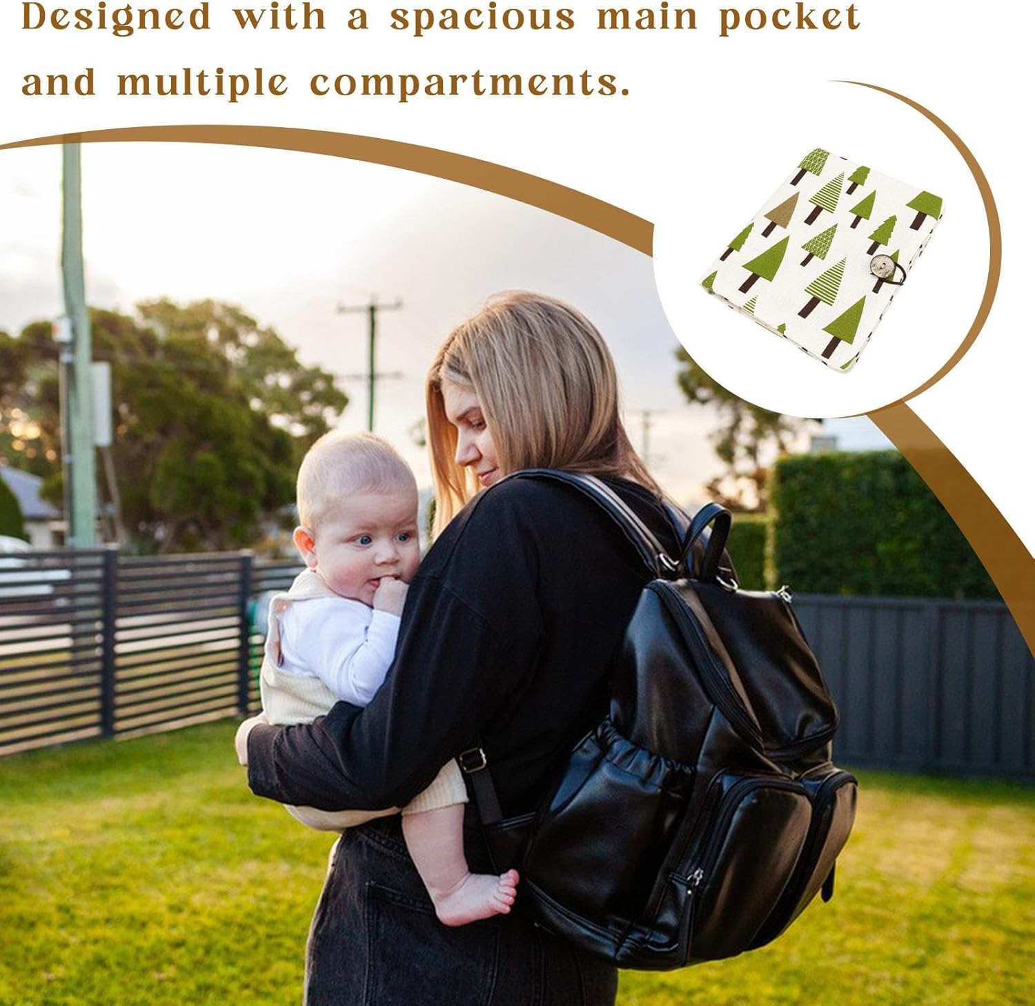 Foldable Diaper Bag, Portable Diaper Pouch, Large Capacity Diaper Tote Washable Diaper Bag Multipurpose Diaper Pouch for Baby Boy or Girl, 8.66X7.09X0.79 Inches, Multicolor image number 1