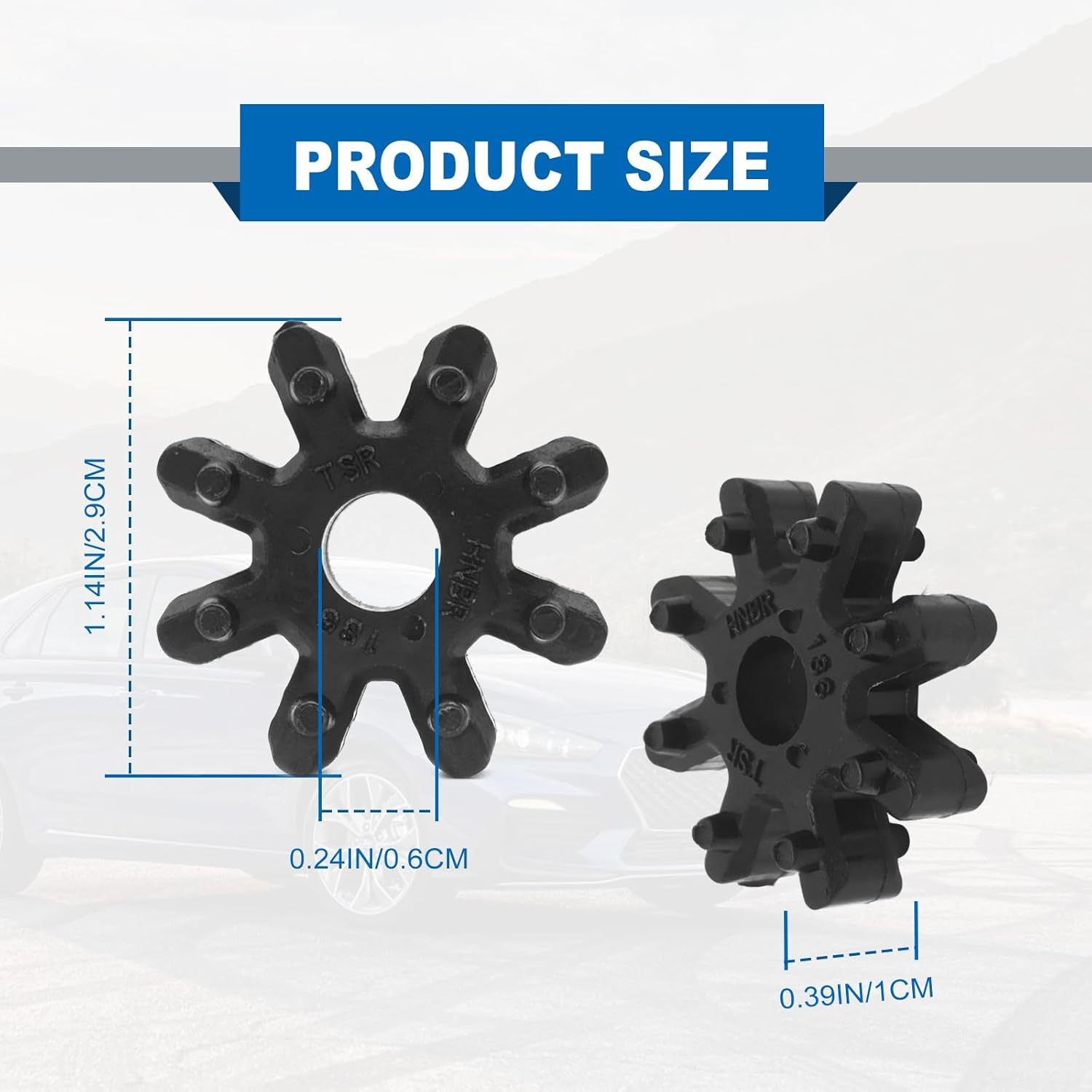 4-Pack Flexible Steering Coupler Replacement, 56315-2K000FFF Nylon Pad Plastic Rubber Wheel, Steering Coupling Steering Column Motor Compatible with Hyundai and Kia (Black)