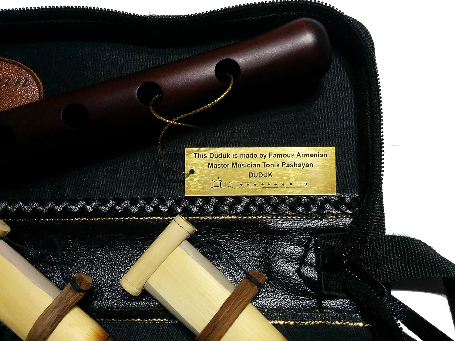 Armenian Duduk &ndash; Professional Handmade Musical Instrument from Armenian Apricot Wood, 2 Professional Reeds, Eco-Leather Case, Made in Armenia, Woodwind image number 4